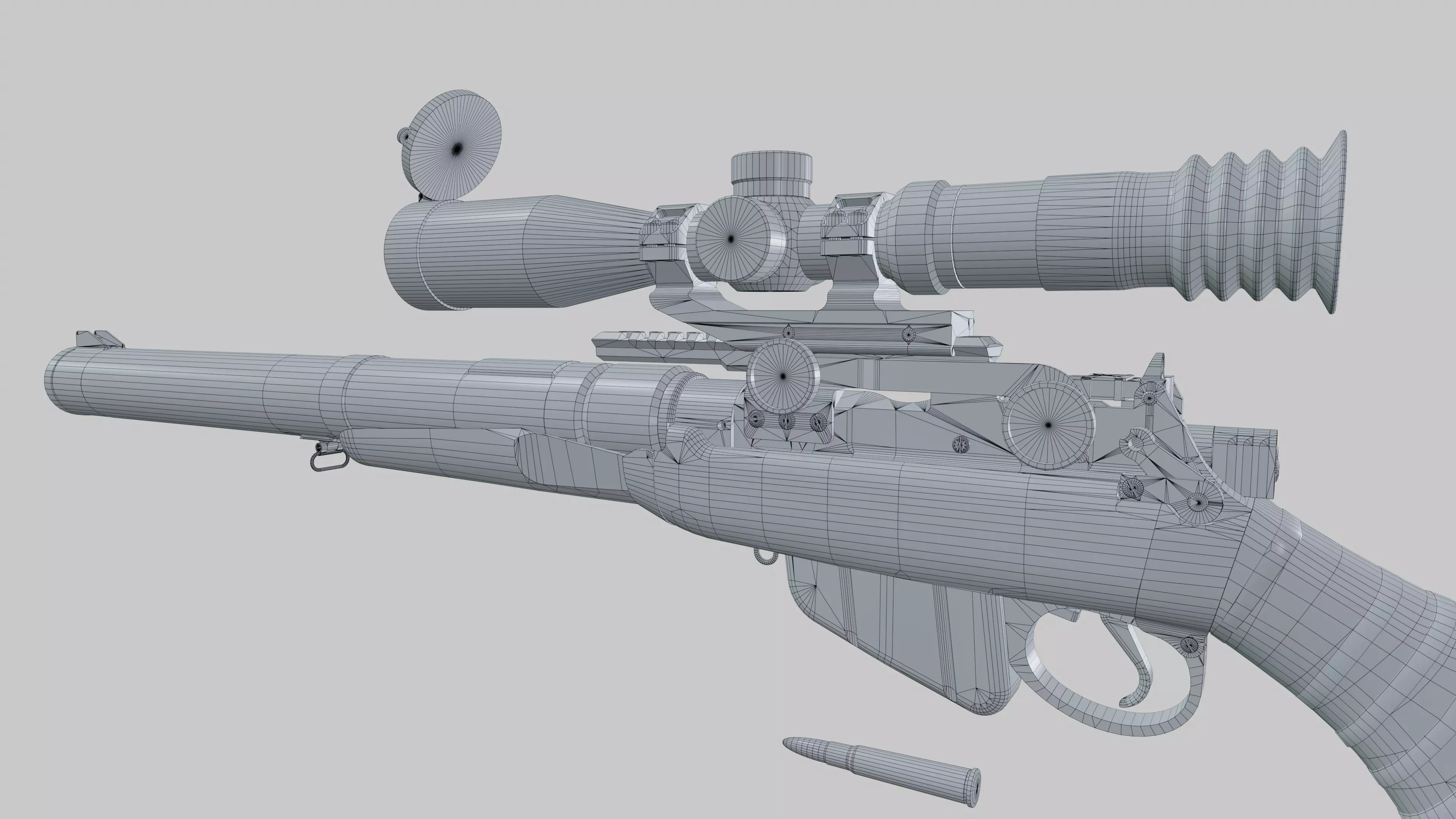 Lee-Enfield De Lisle rifle Low-poly 3D model_11