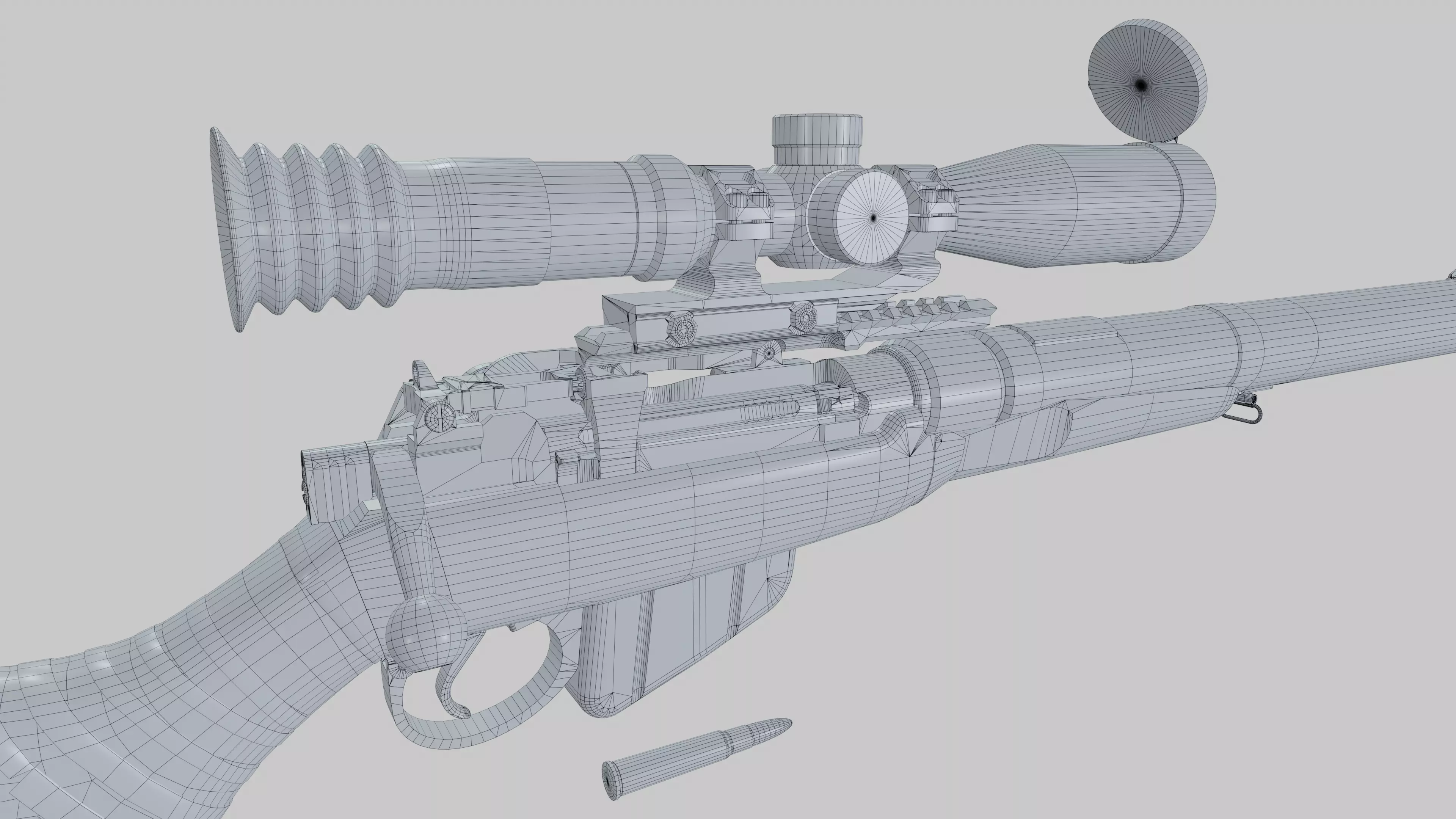 Lee-Enfield De Lisle rifle Low-poly 3D model_10