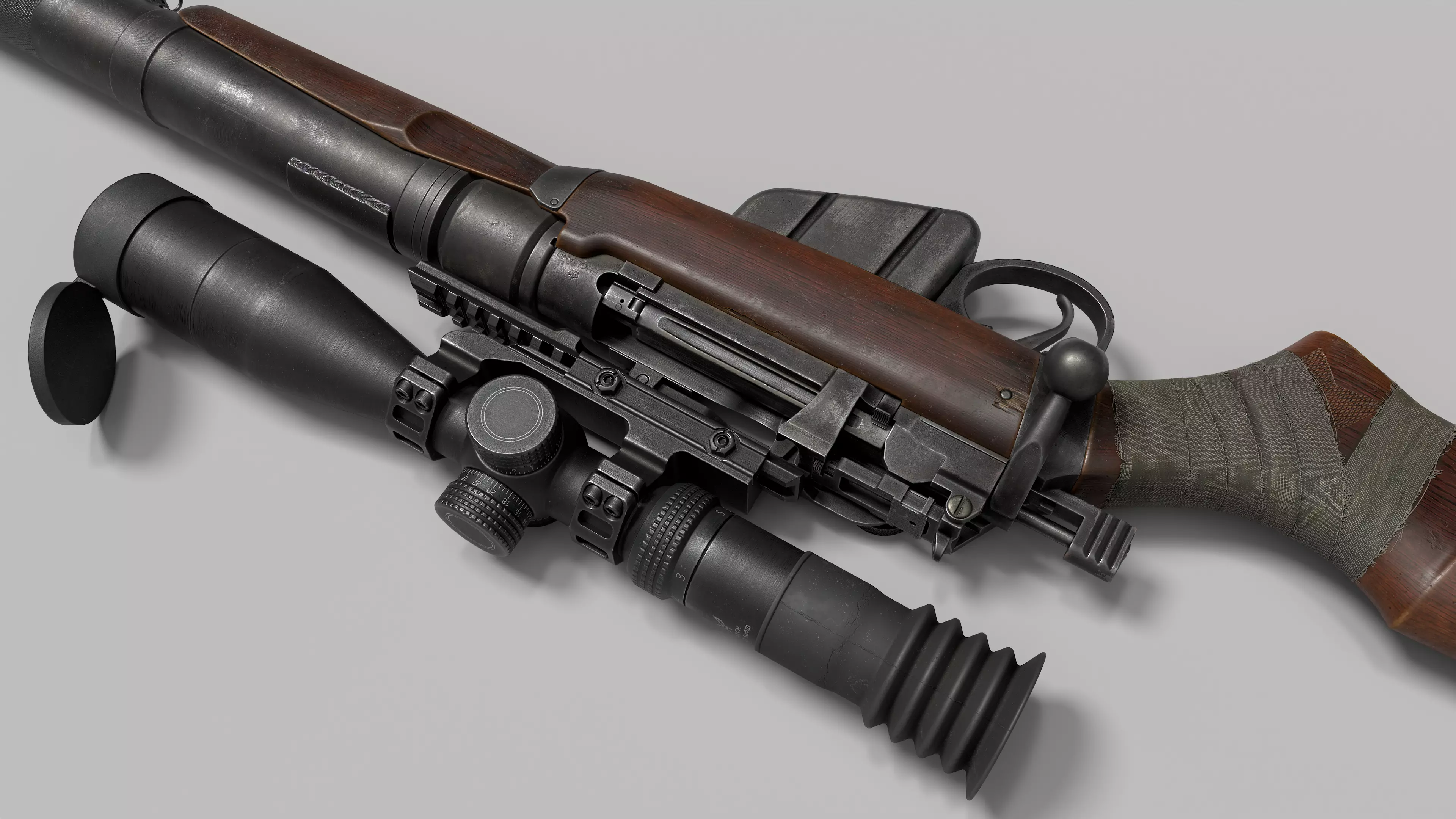 Lee-Enfield De Lisle rifle Low-poly 3D model_1