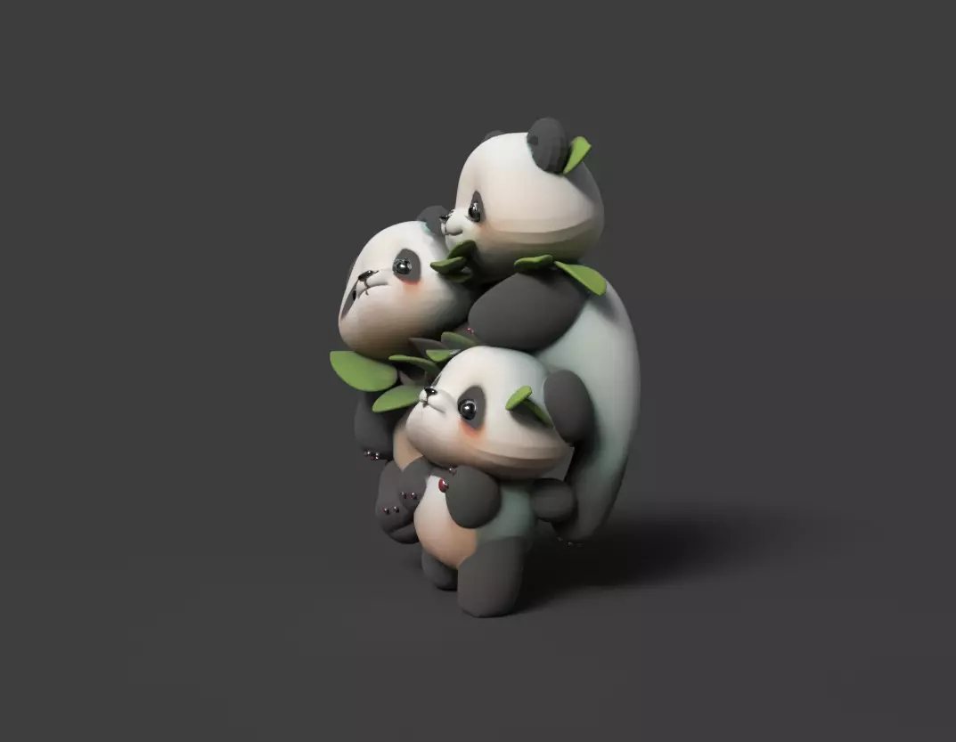 Chinese panda figure  Low-poly 3D model_2