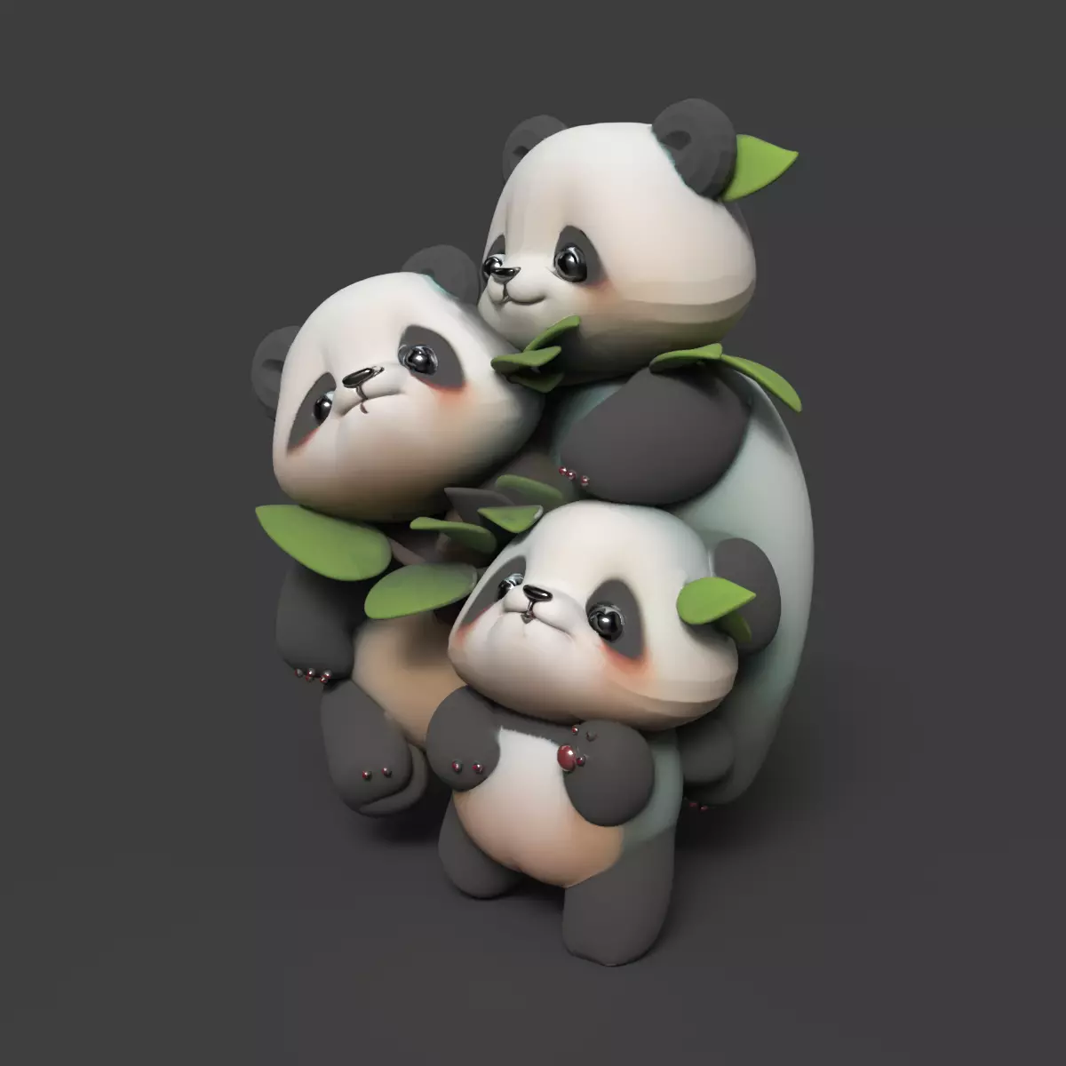 Chinese panda figure  Low-poly 3D model_6