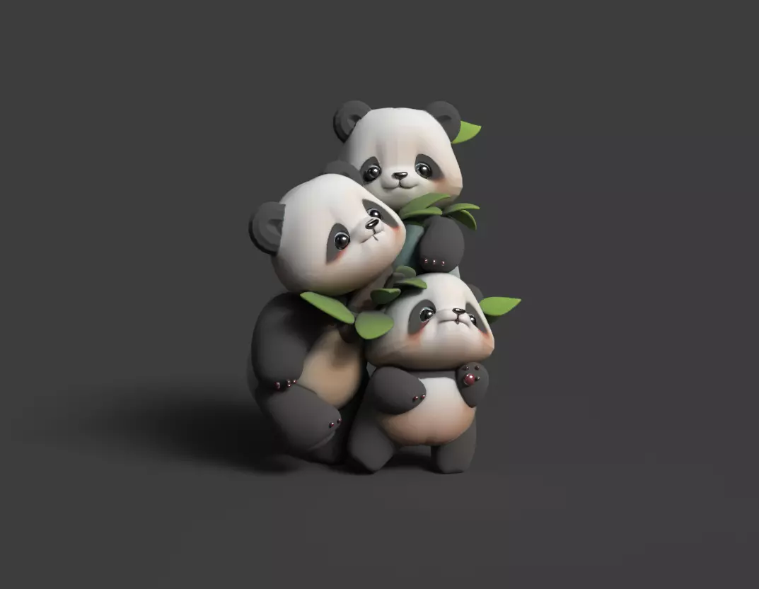 Chinese panda figure  Low-poly 3D model_3