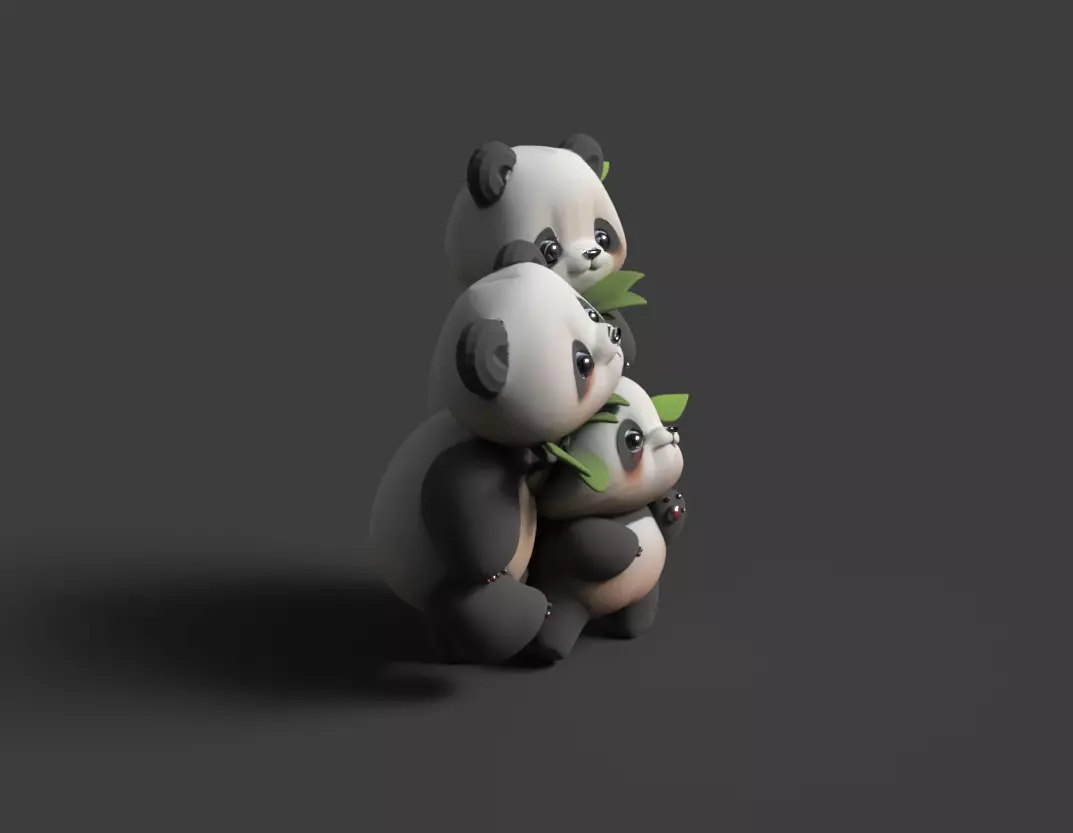 Chinese panda figure  Low-poly 3D model_5