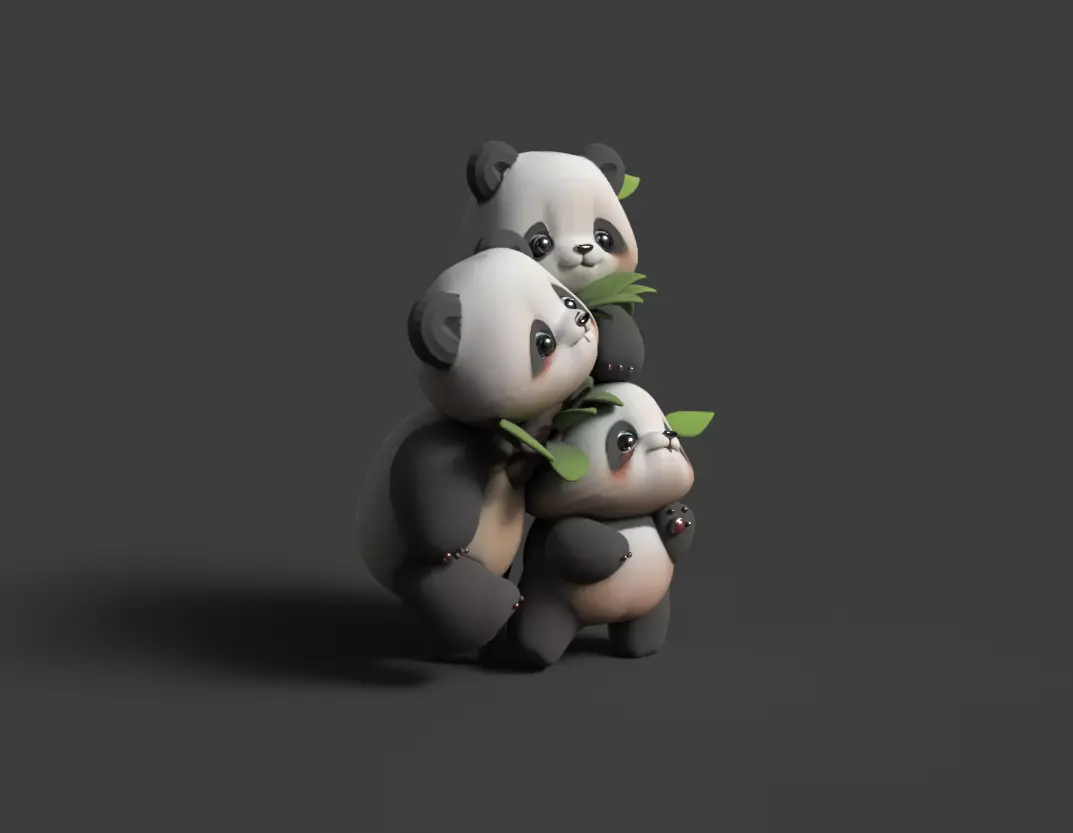 Chinese panda figure  Low-poly 3D model_4