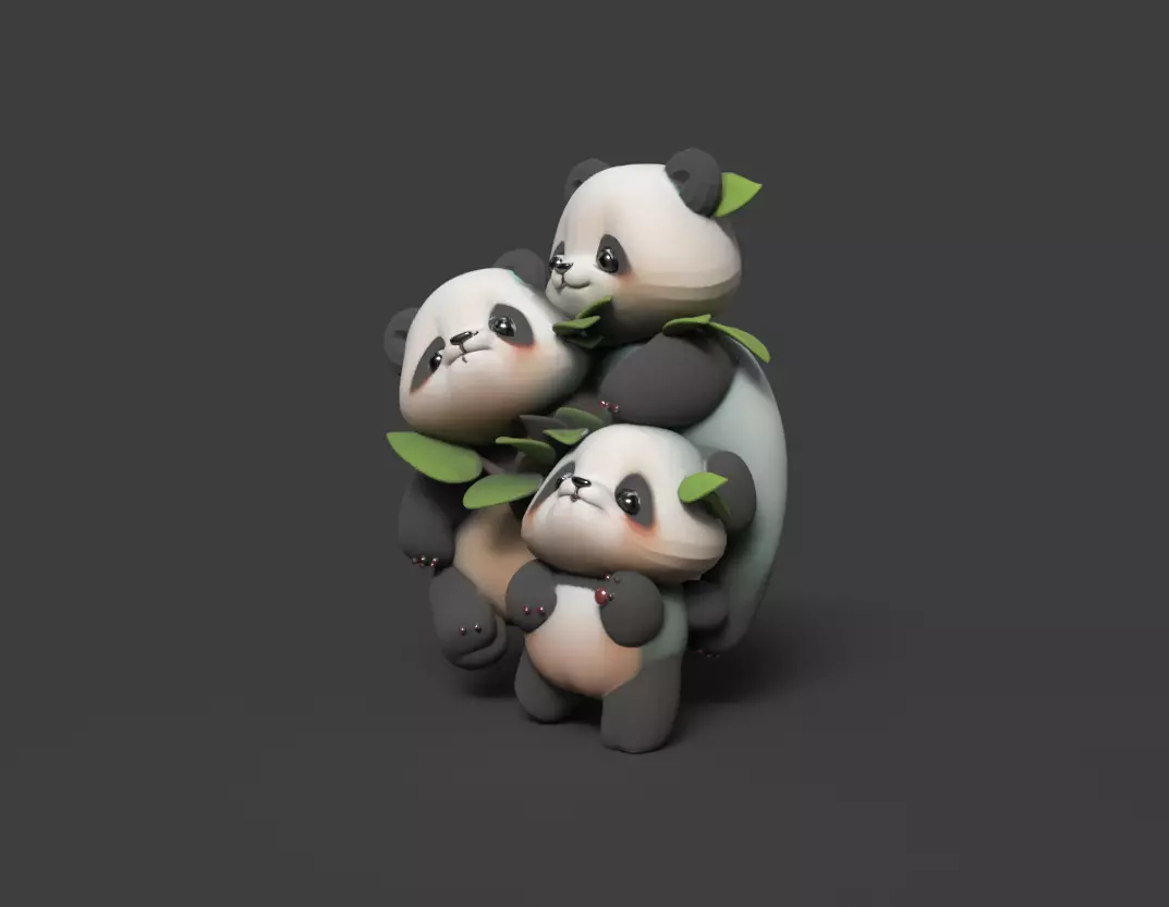 Chinese panda figure  Low-poly 3D model_0