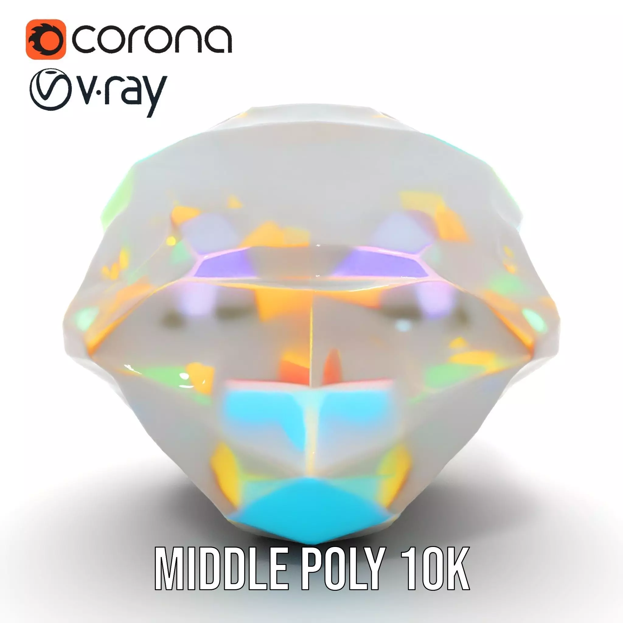 Iridescent Diamond Gem model pack Low-poly 3D model_14