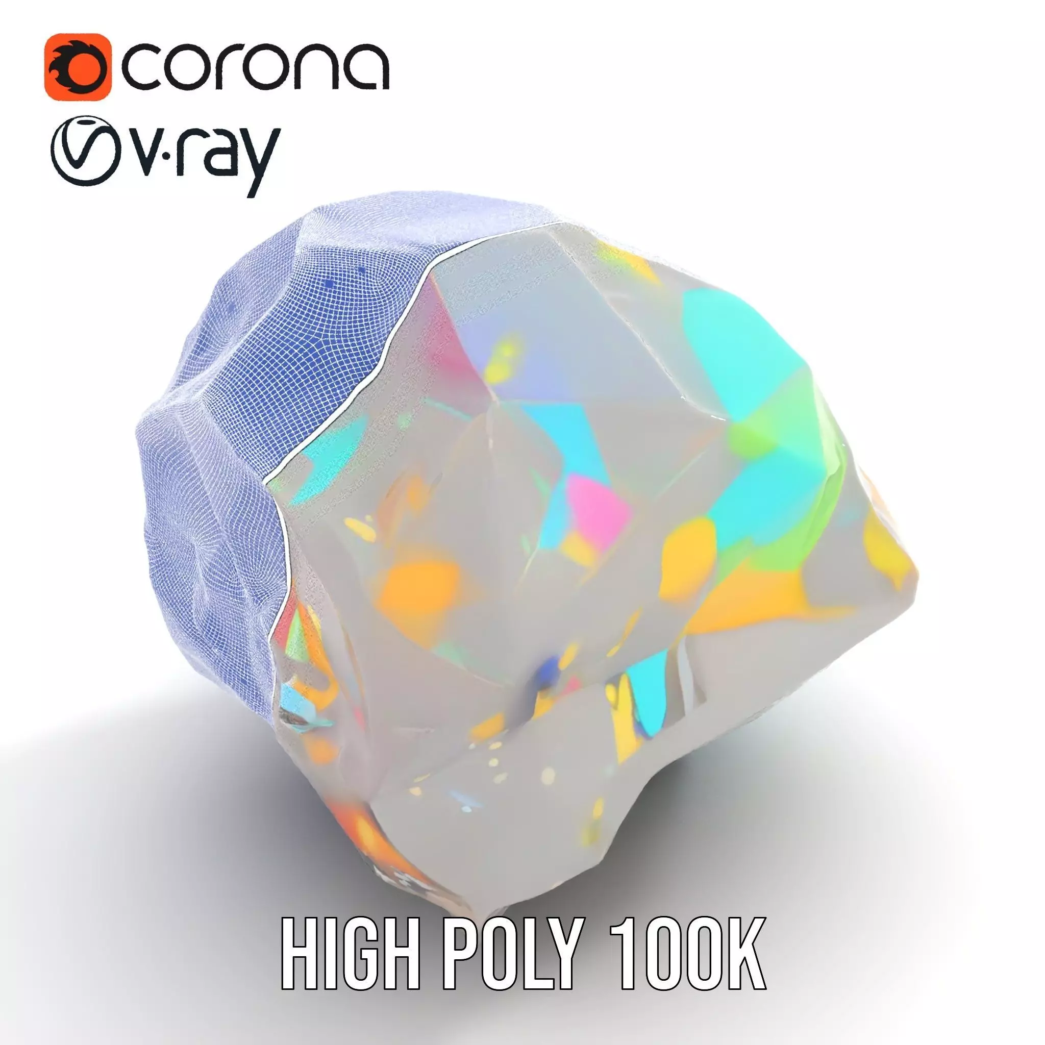Iridescent Diamond Gem model pack Low-poly 3D model_32