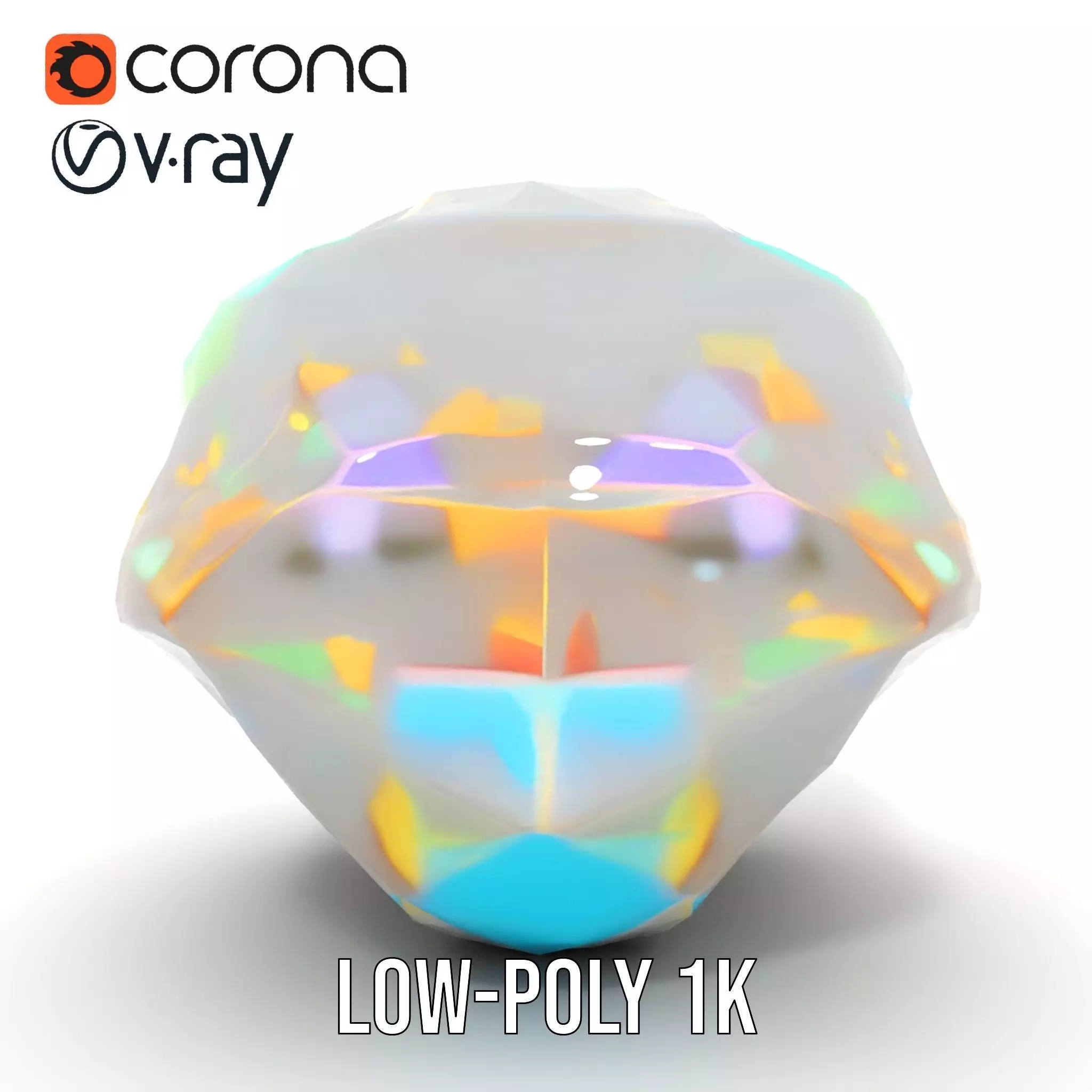 Iridescent Diamond Gem model pack Low-poly 3D model_19