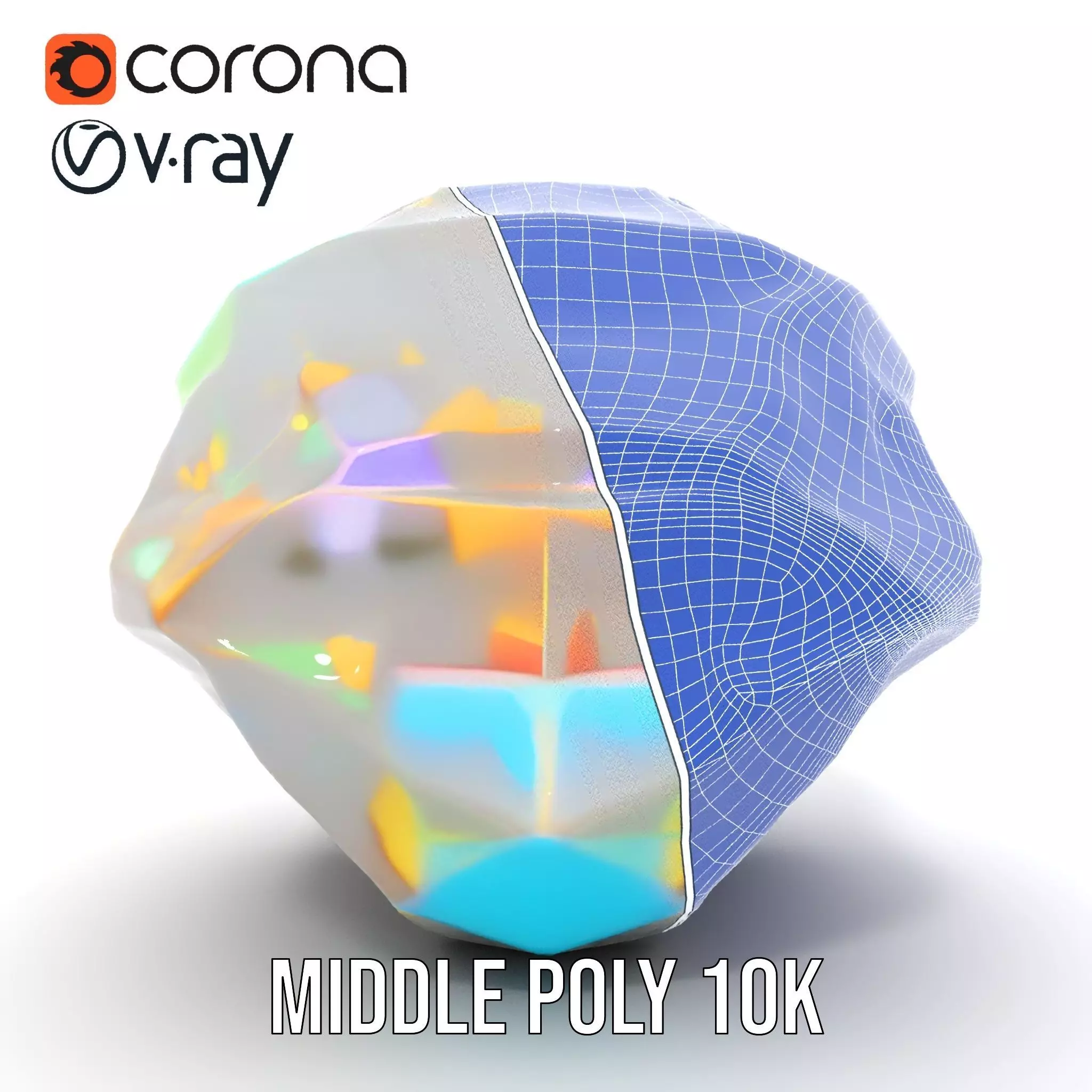 Iridescent Diamond Gem model pack Low-poly 3D model_27