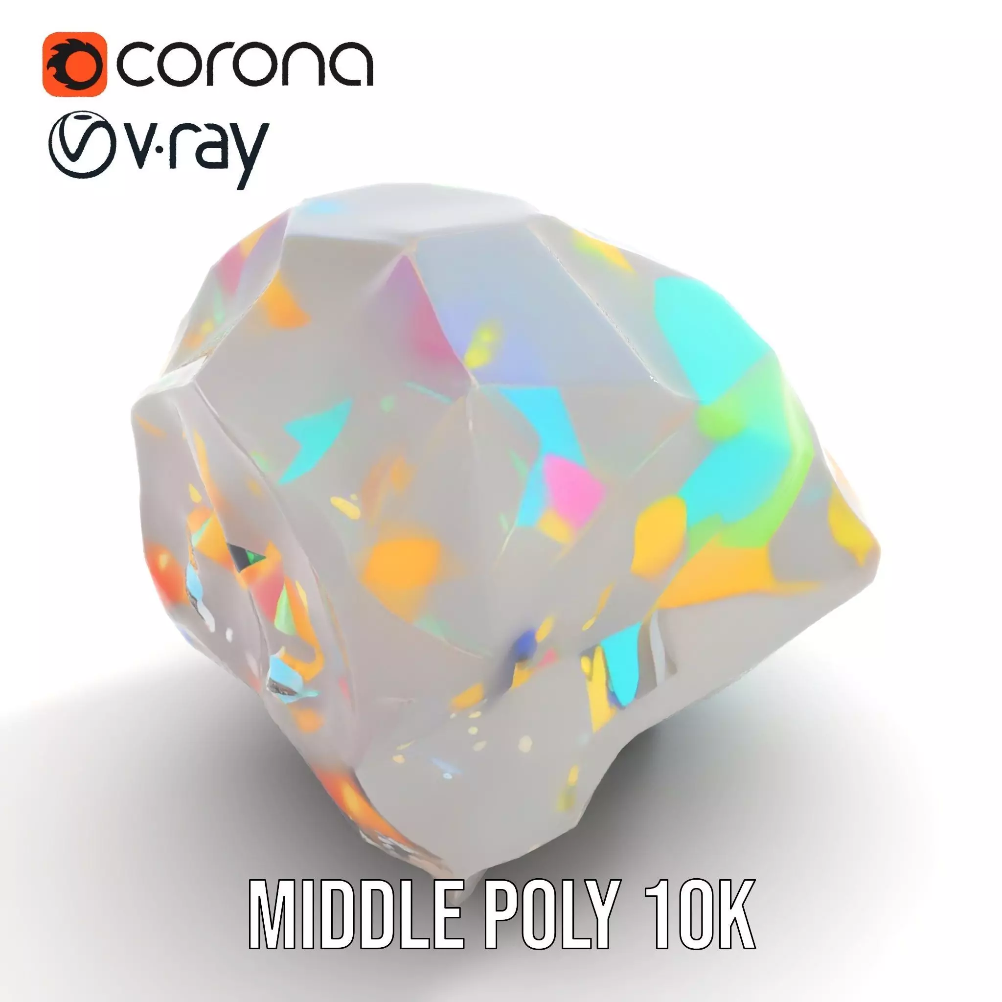 Iridescent Diamond Gem model pack Low-poly 3D model_6