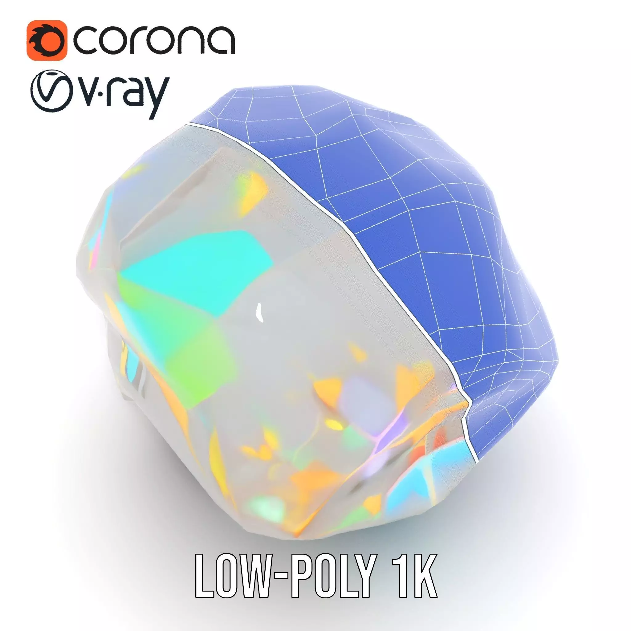 Iridescent Diamond Gem model pack Low-poly 3D model_31