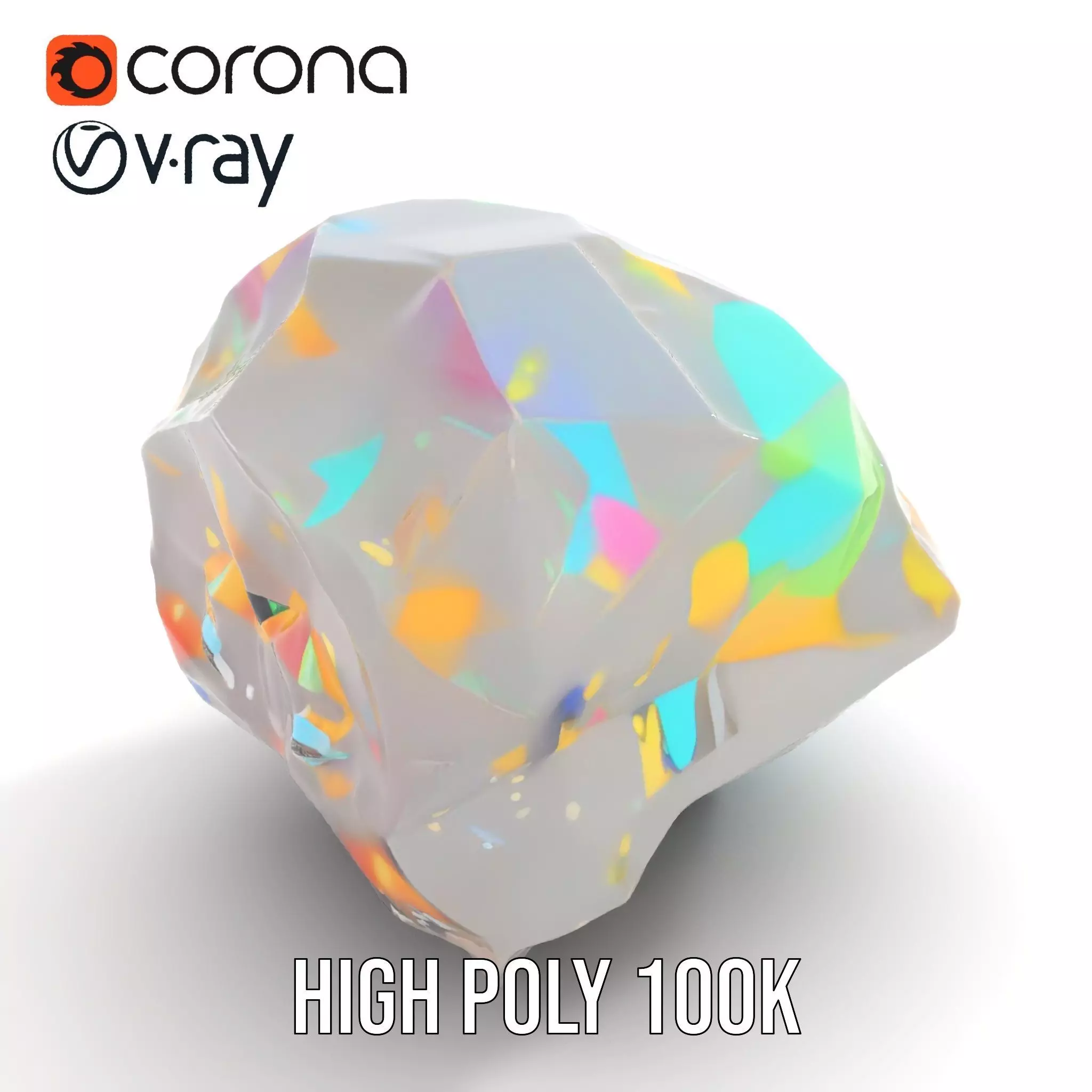 Iridescent Diamond Gem model pack Low-poly 3D model_29