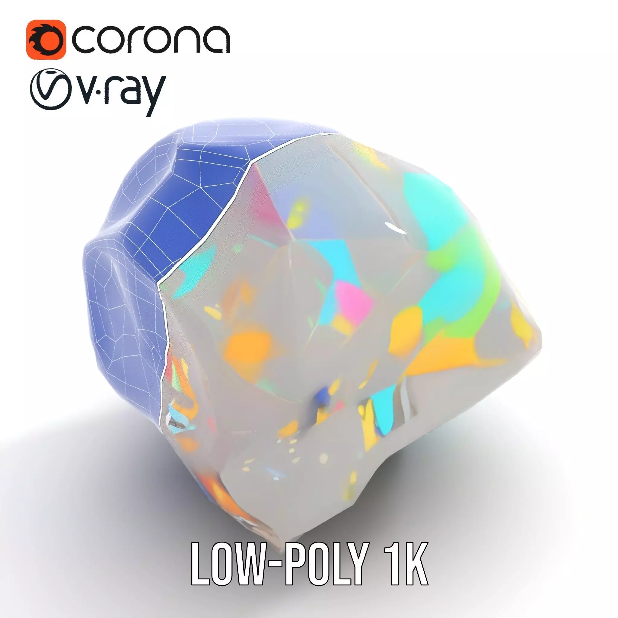 Iridescent Diamond Gem model pack Low-poly 3D model_22