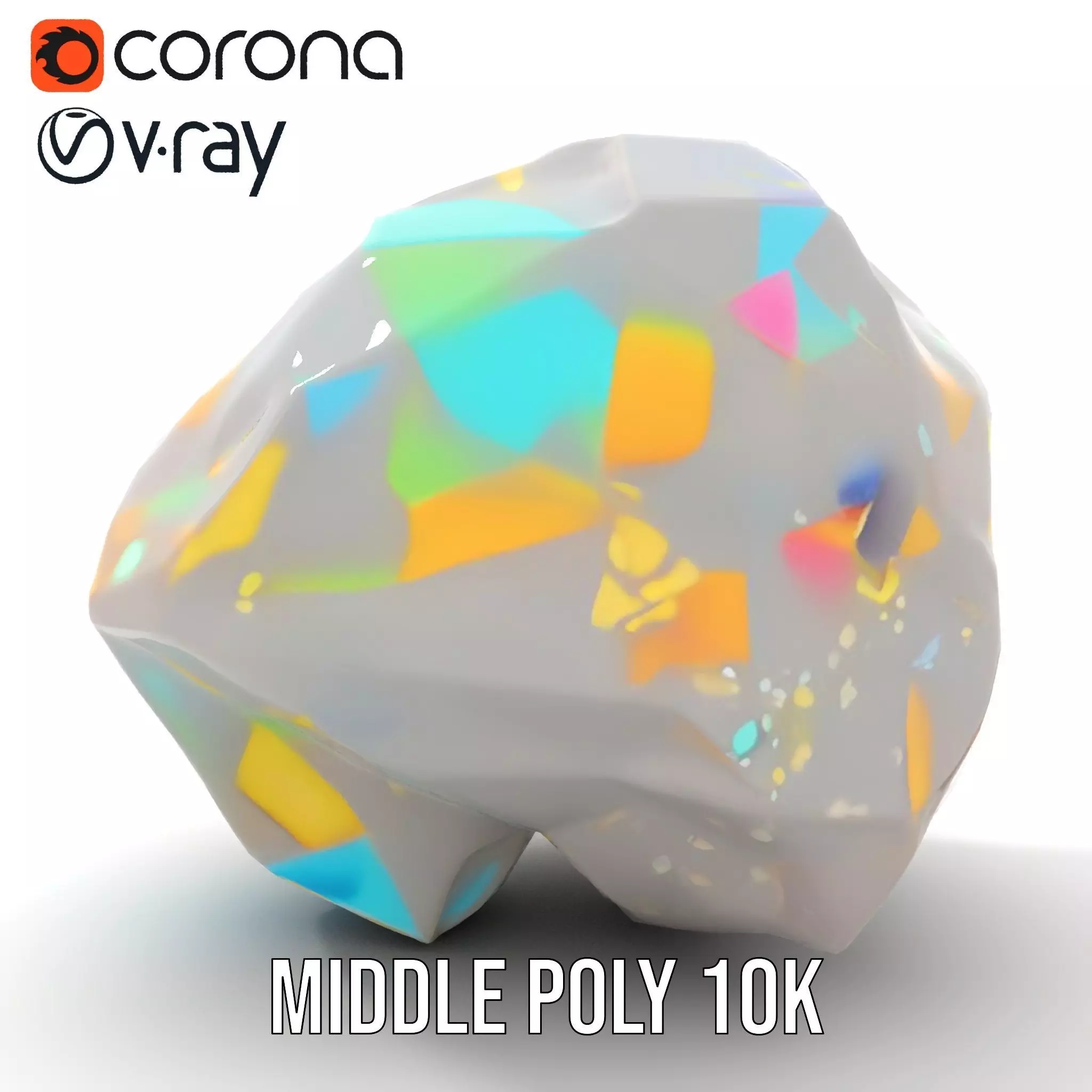 Iridescent Diamond Gem model pack Low-poly 3D model_21