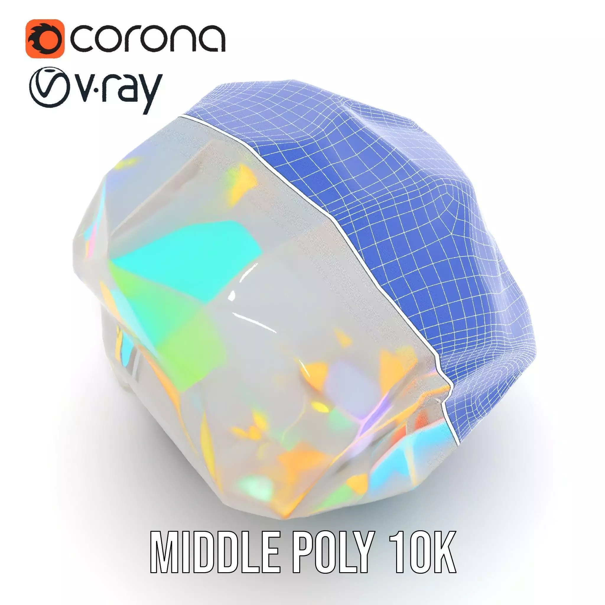 Iridescent Diamond Gem model pack Low-poly 3D model_24