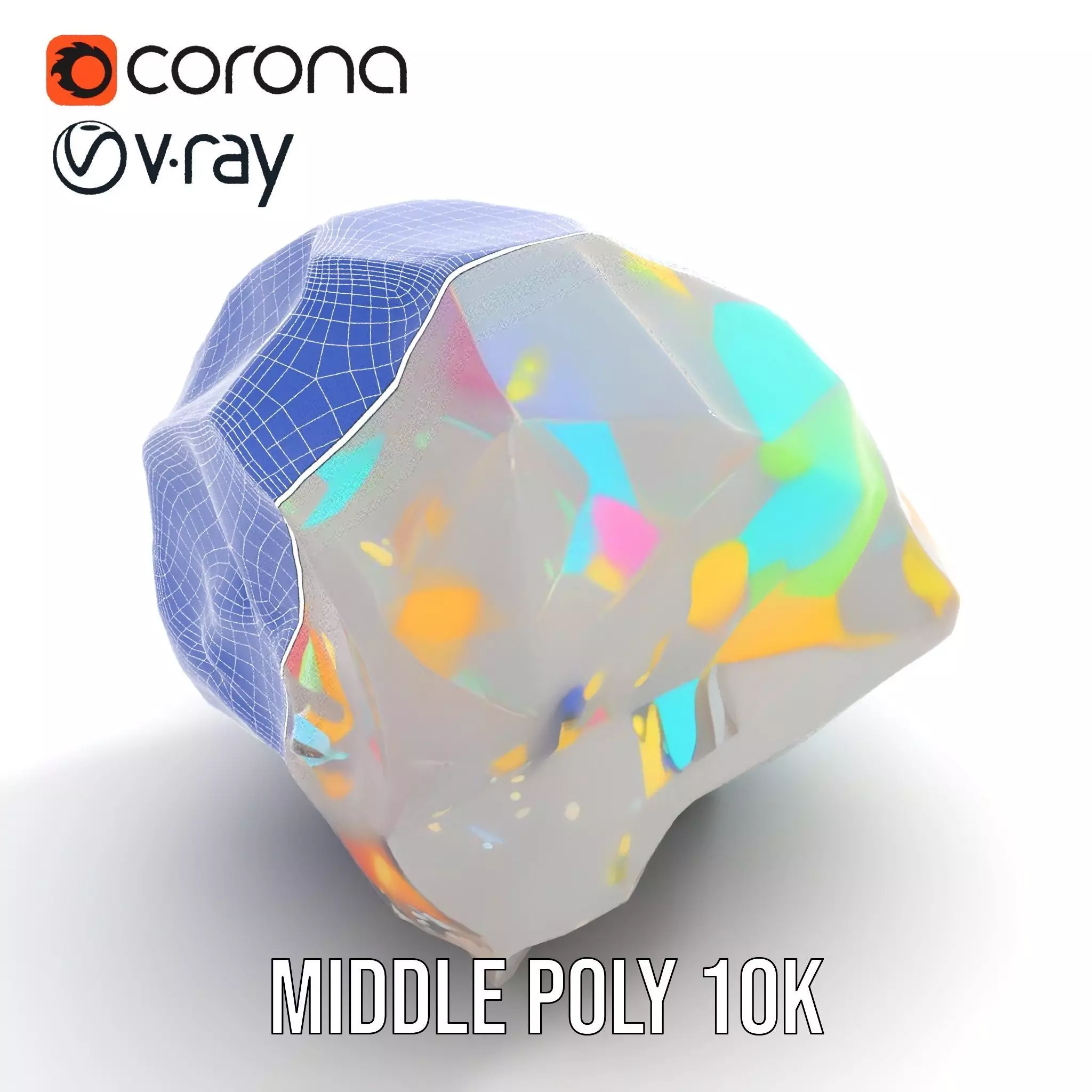 Iridescent Diamond Gem model pack Low-poly 3D model_16