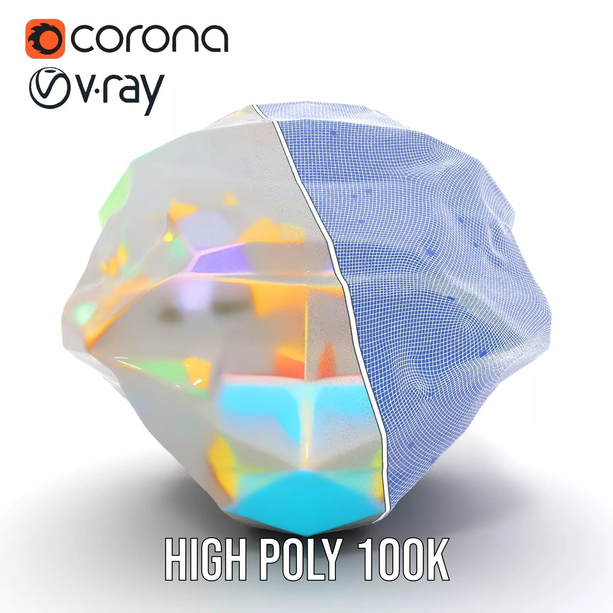 Iridescent Diamond Gem model pack Low-poly 3D model_34
