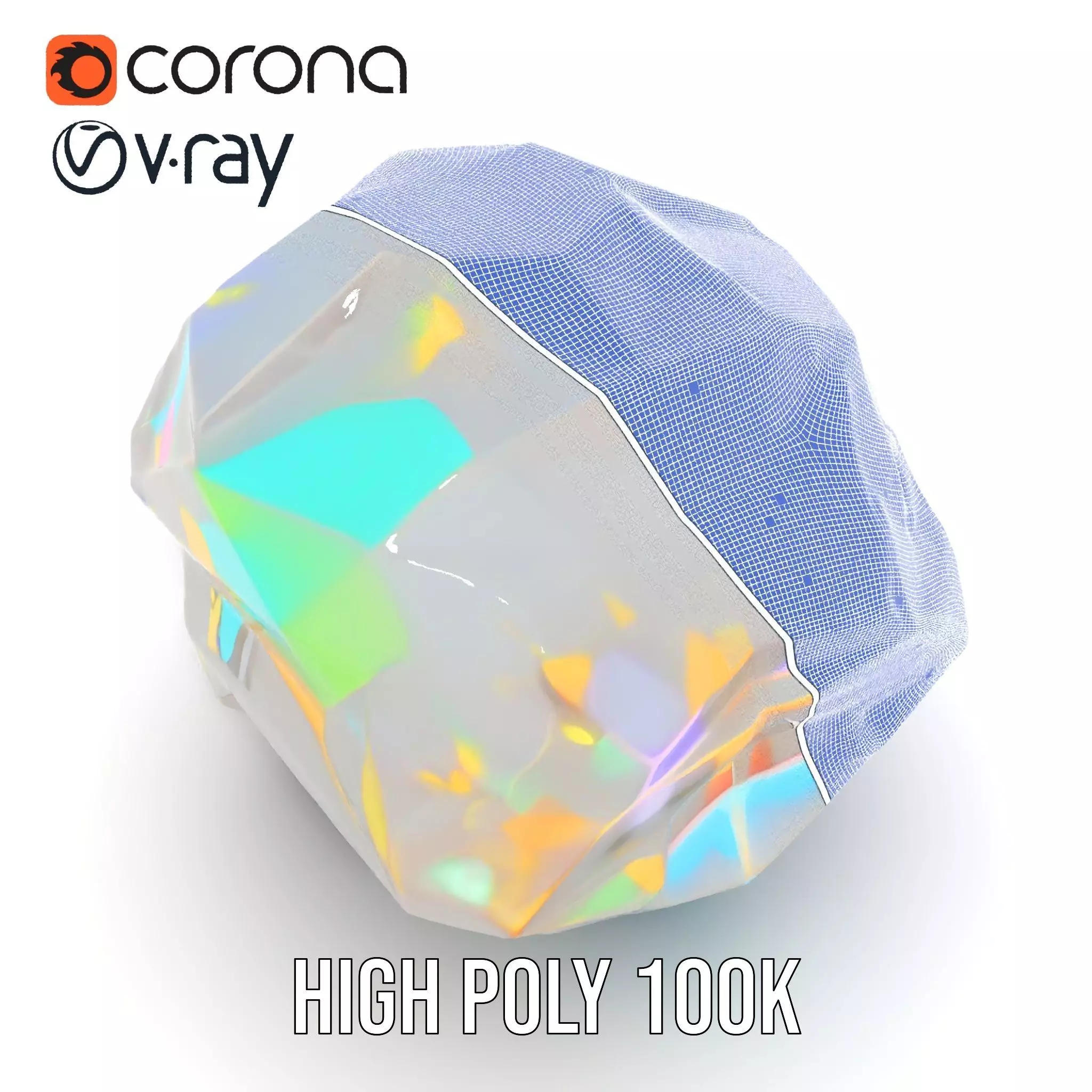 Iridescent Diamond Gem model pack Low-poly 3D model_26