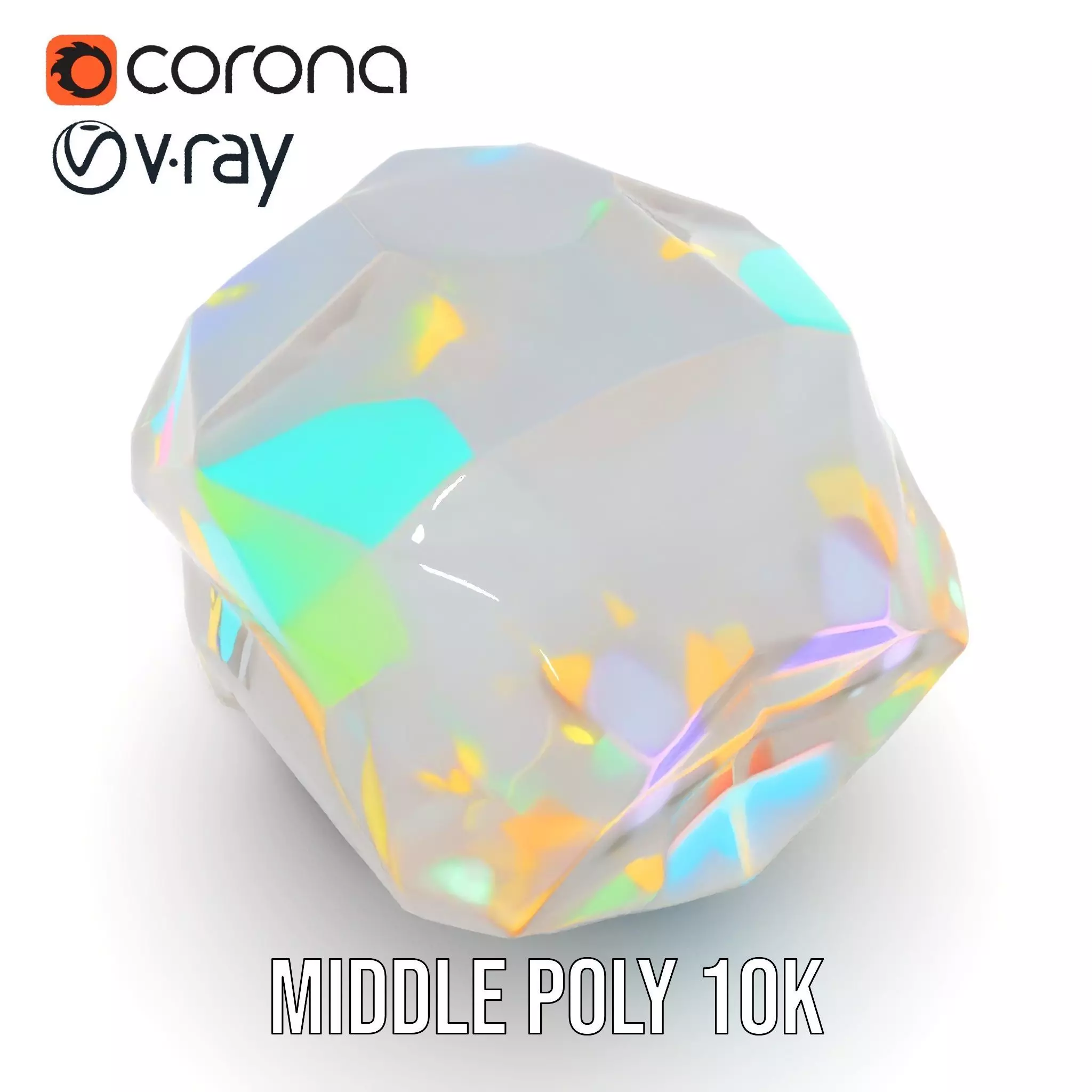 Iridescent Diamond Gem model pack Low-poly 3D model_18