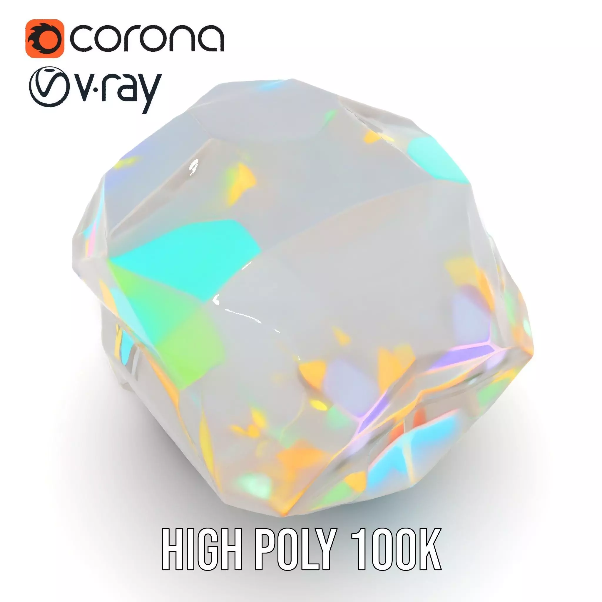 Iridescent Diamond Gem model pack Low-poly 3D model_20