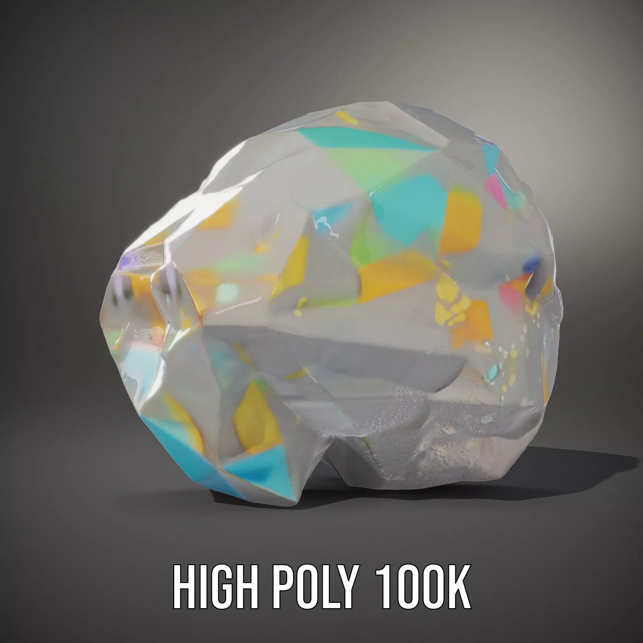 Iridescent Diamond Gem model pack Low-poly 3D model_11