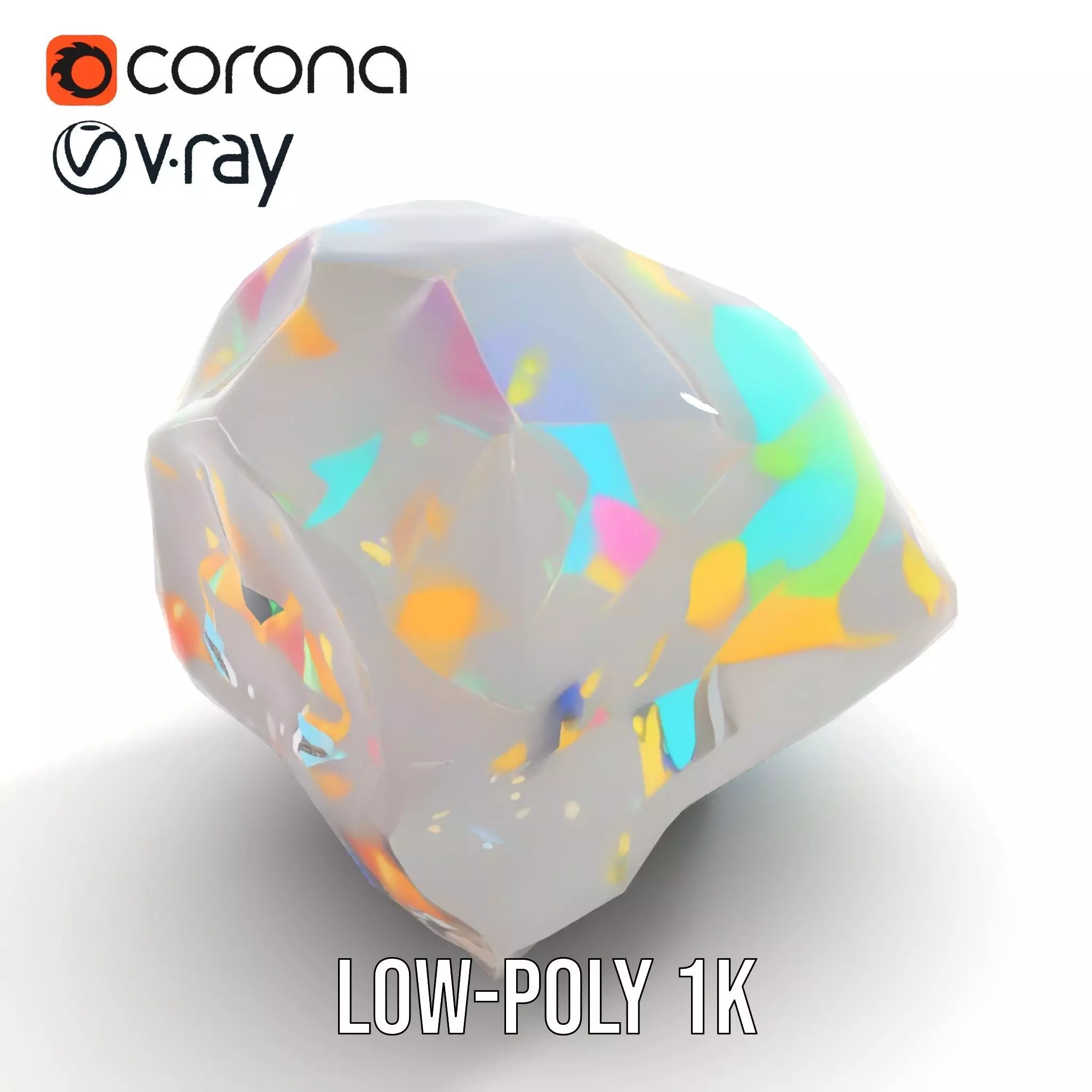 Iridescent Diamond Gem model pack Low-poly 3D model_13