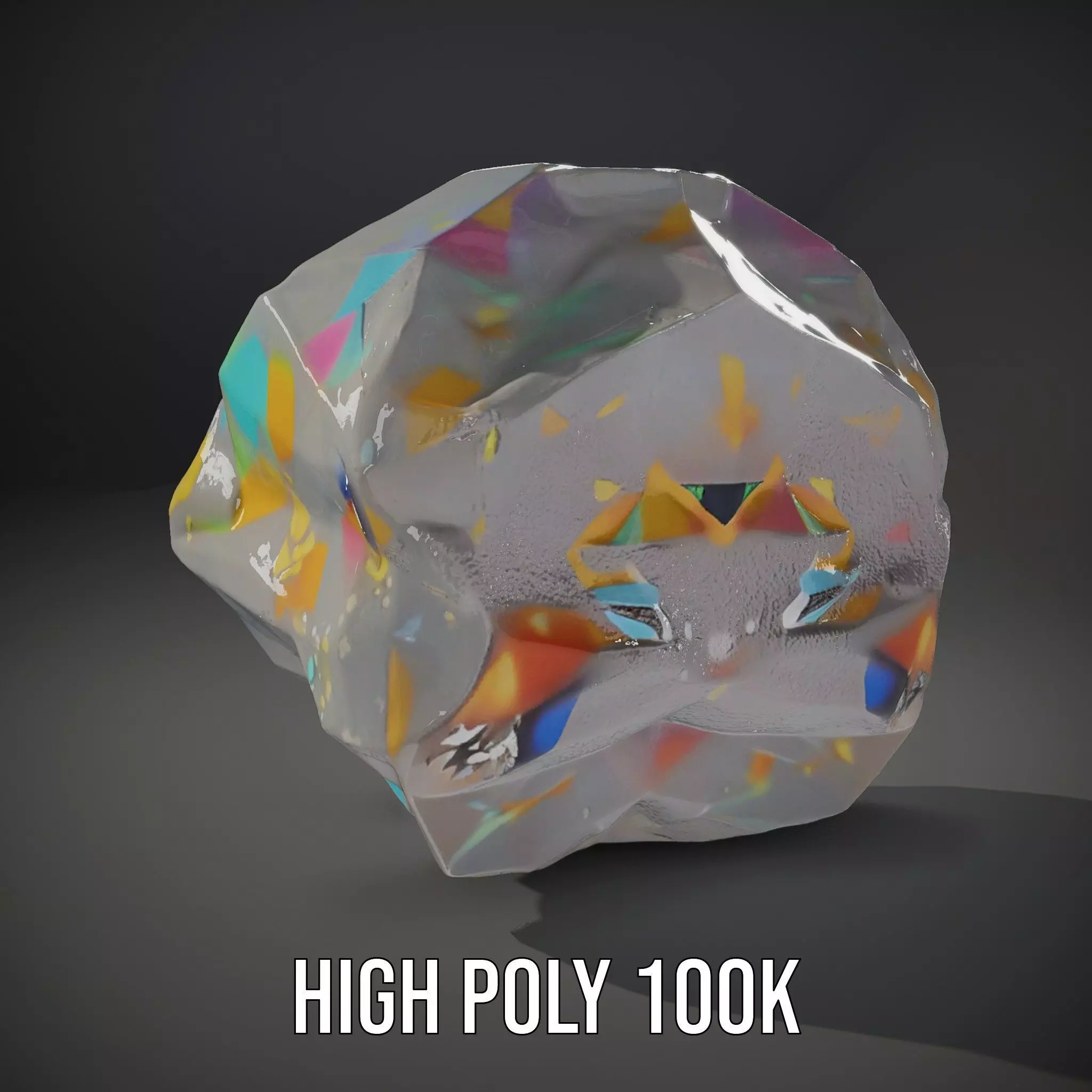 Iridescent Diamond Gem model pack Low-poly 3D model_9