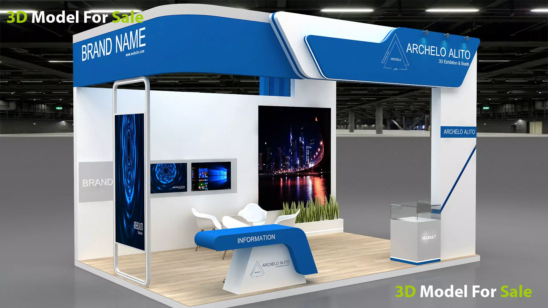 small booth 3d model Low-poly 3D model_0