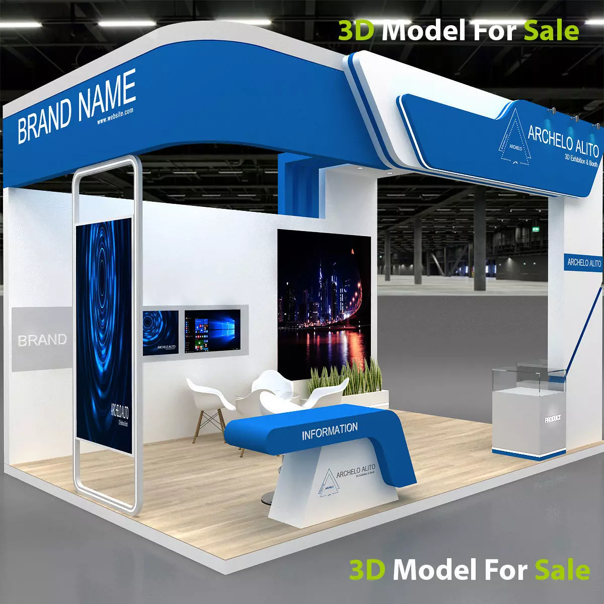 small booth 3d model Low-poly 3D model_1