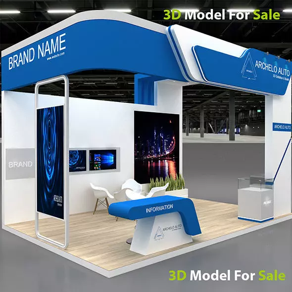 small booth 3d model Low-poly 3D model_8