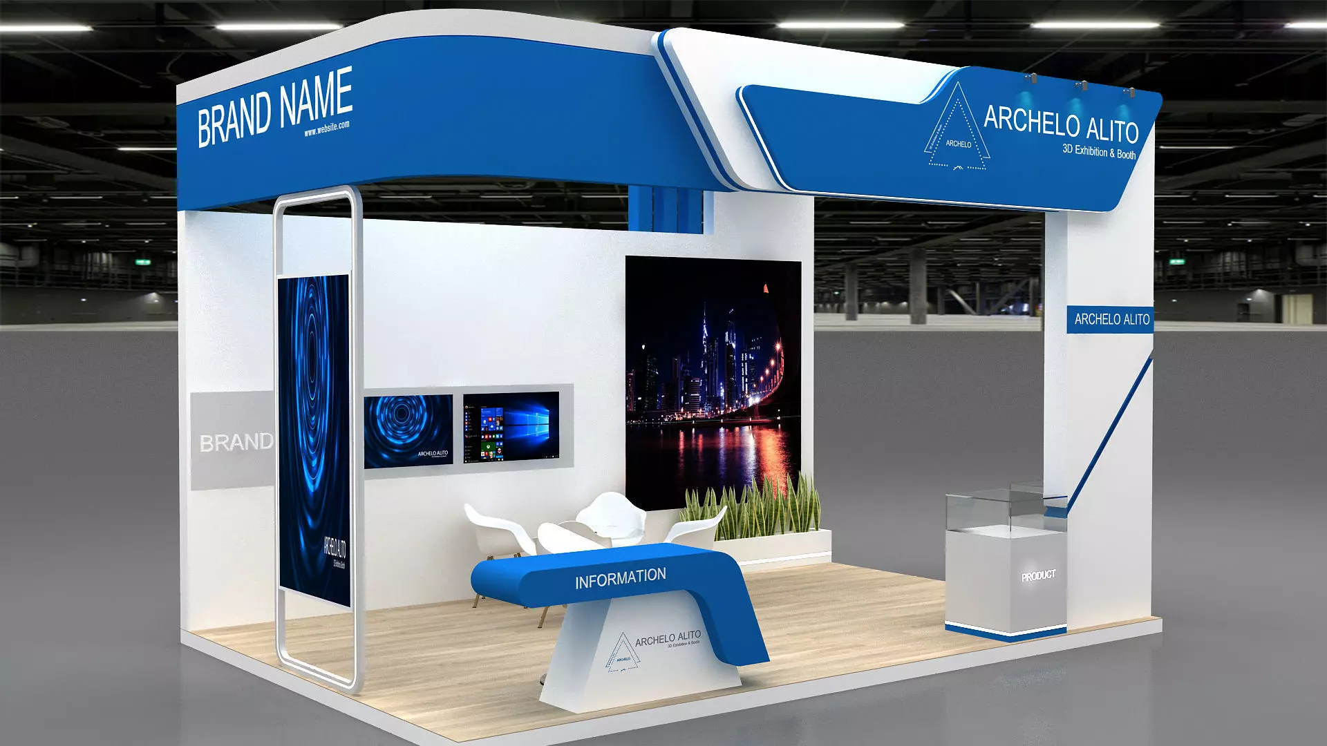 small booth 3d model Low-poly 3D model_3