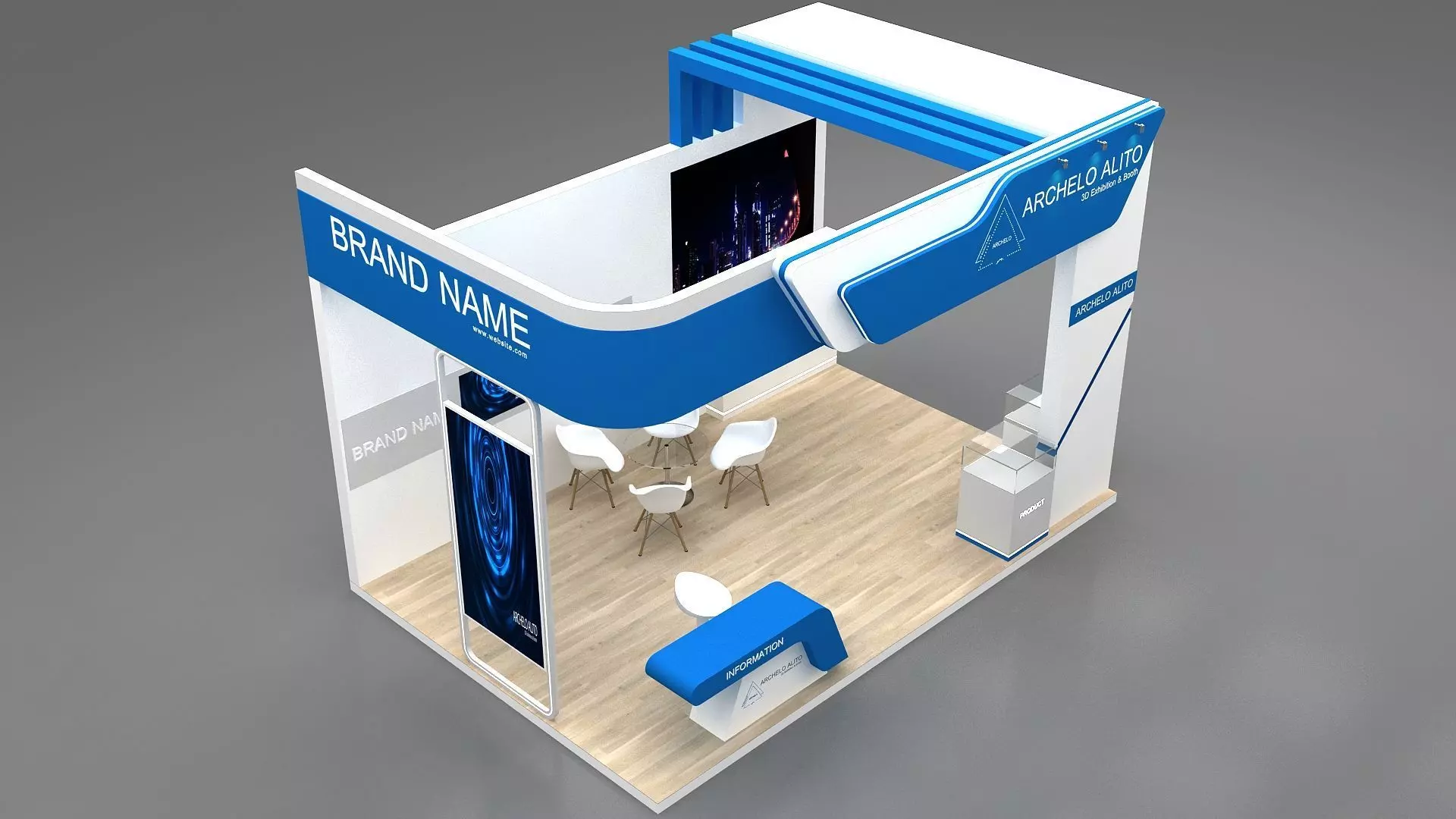 small booth 3d model Low-poly 3D model_7