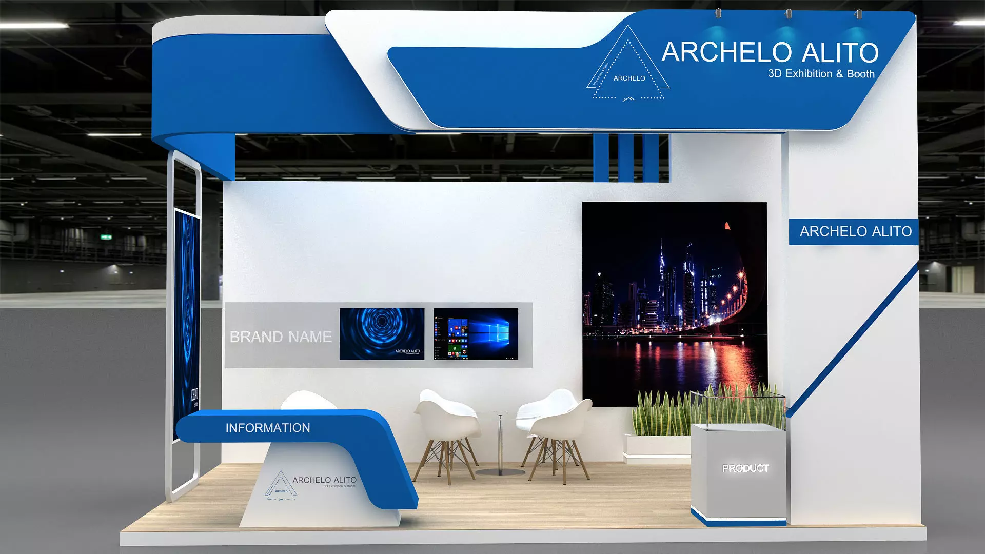 small booth 3d model Low-poly 3D model_5