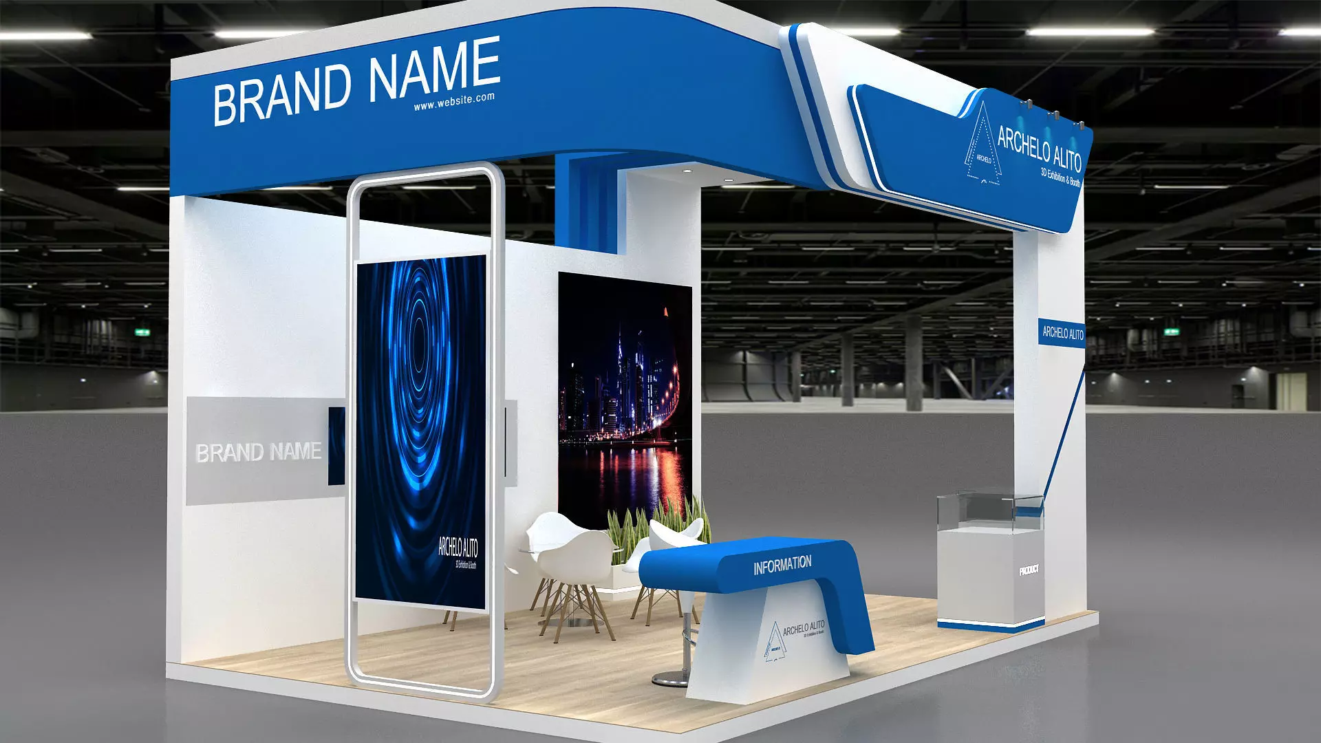 small booth 3d model Low-poly 3D model_4