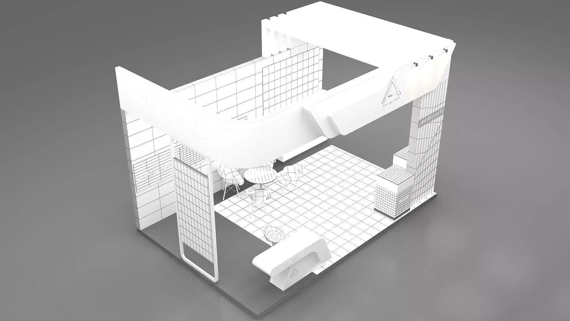 small booth 3d model Low-poly 3D model_2