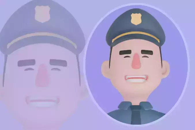 Stylized 3D Male Police Character - Cartoon Officer Greeting