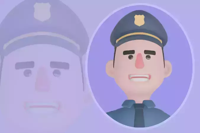 Stylized 3D Male Police Character - Cartoon Officer Explaining