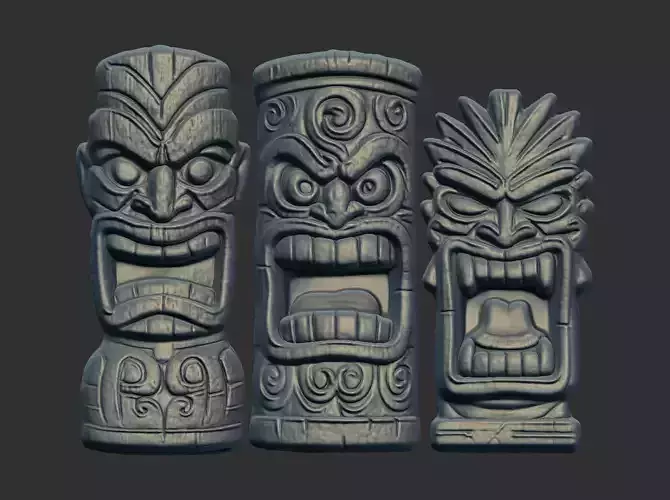 three tiki mask 
