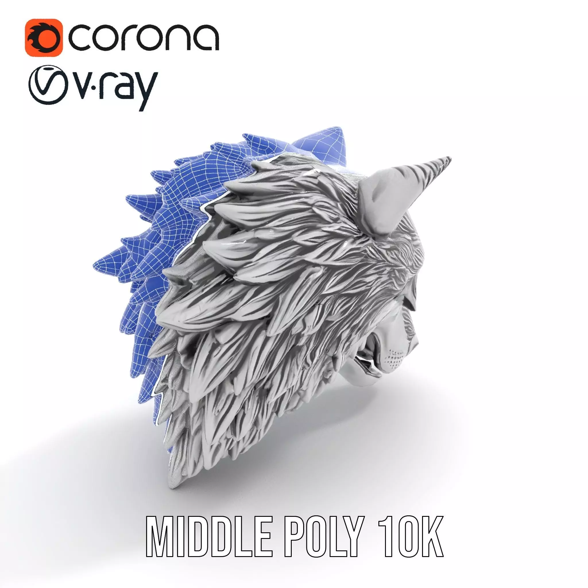 Silver Wolf Head model pack Low-poly 3D model_13