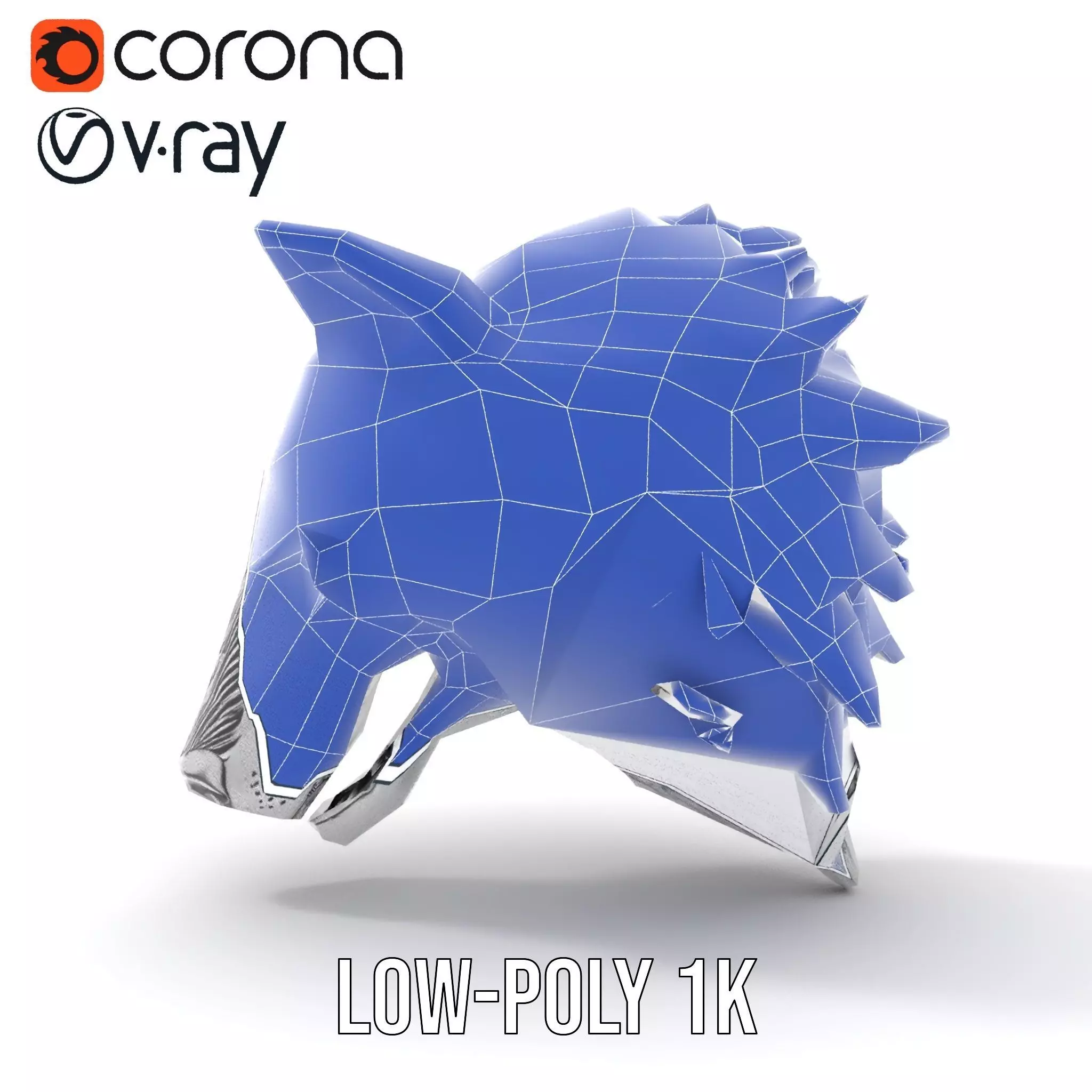 Silver Wolf Head model pack Low-poly 3D model_32