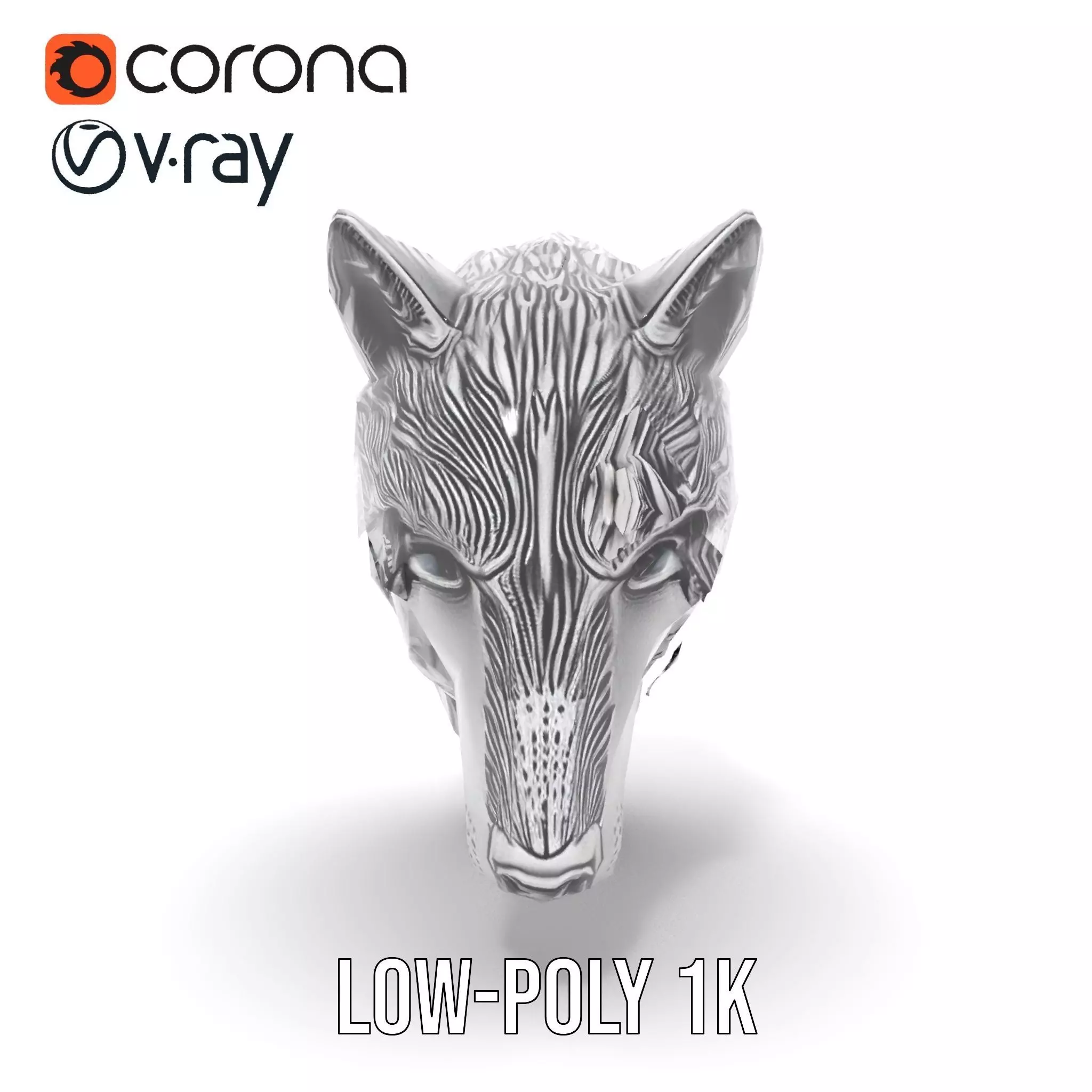 Silver Wolf Head model pack Low-poly 3D model_17