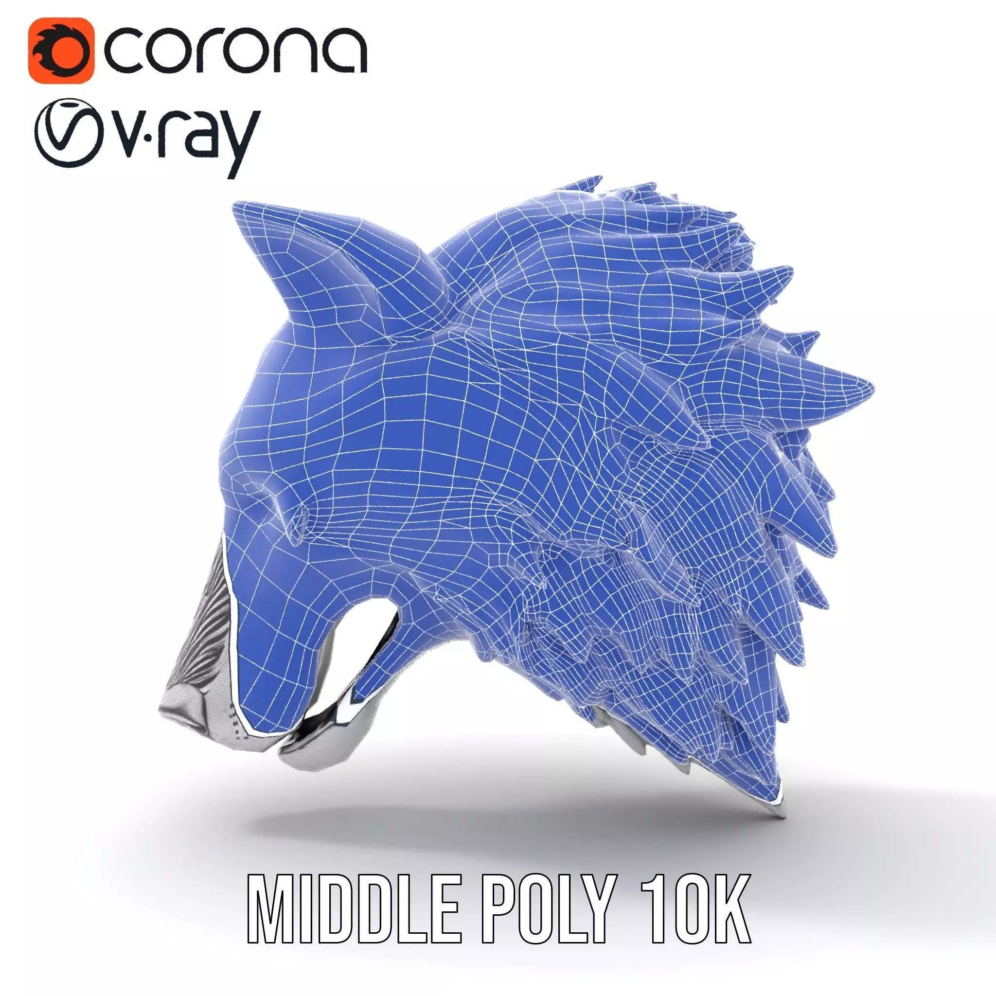 Silver Wolf Head model pack Low-poly 3D model_25