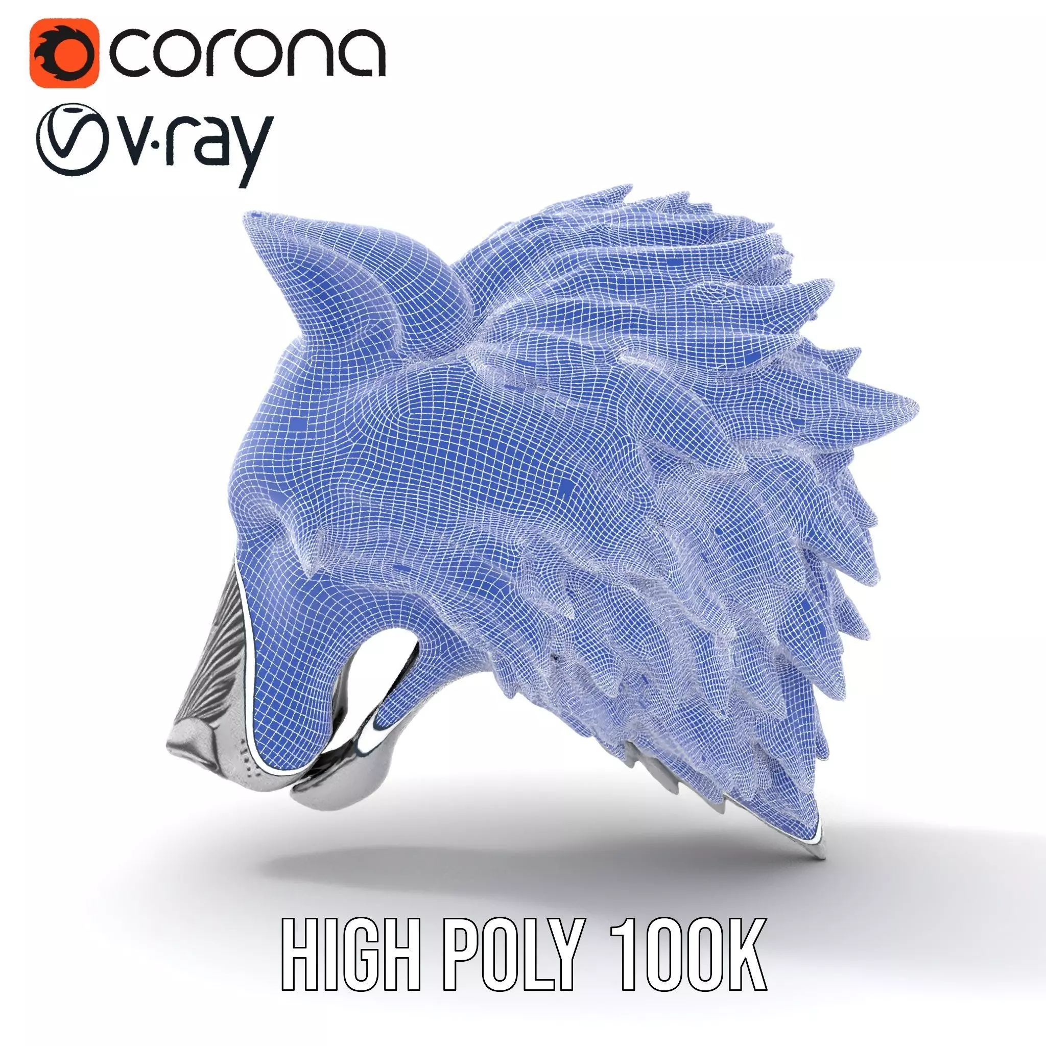 Silver Wolf Head model pack Low-poly 3D model_35