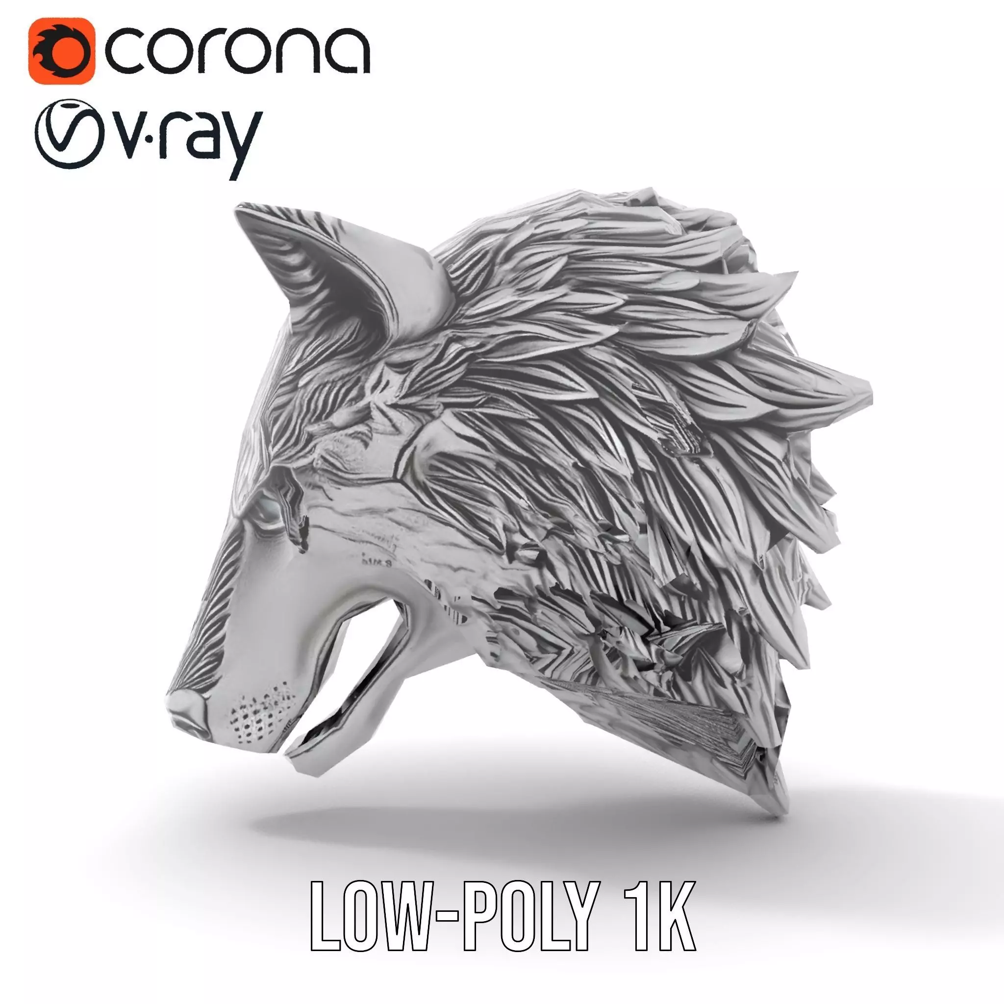 Silver Wolf Head model pack Low-poly 3D model_20