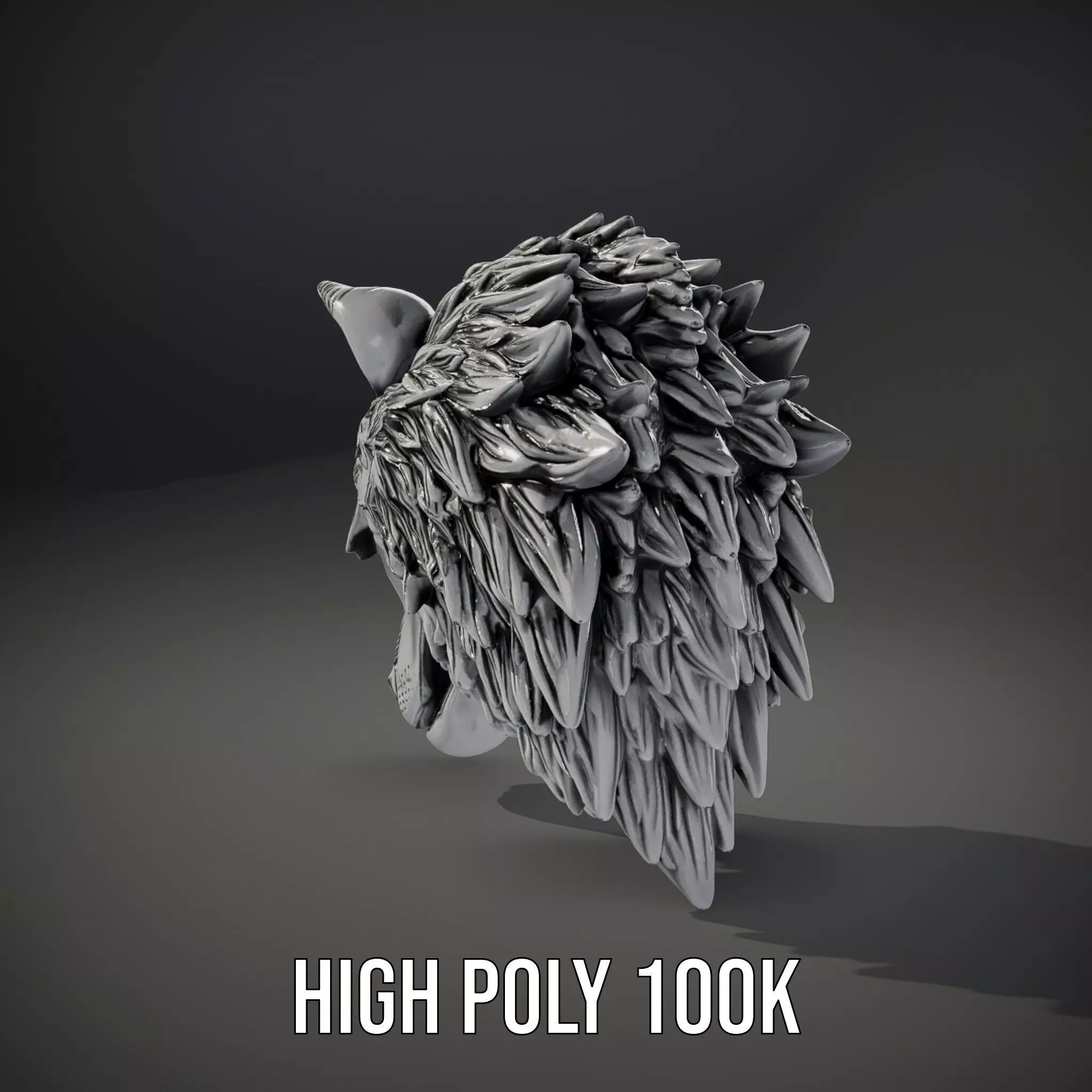 Silver Wolf Head model pack Low-poly 3D model_15