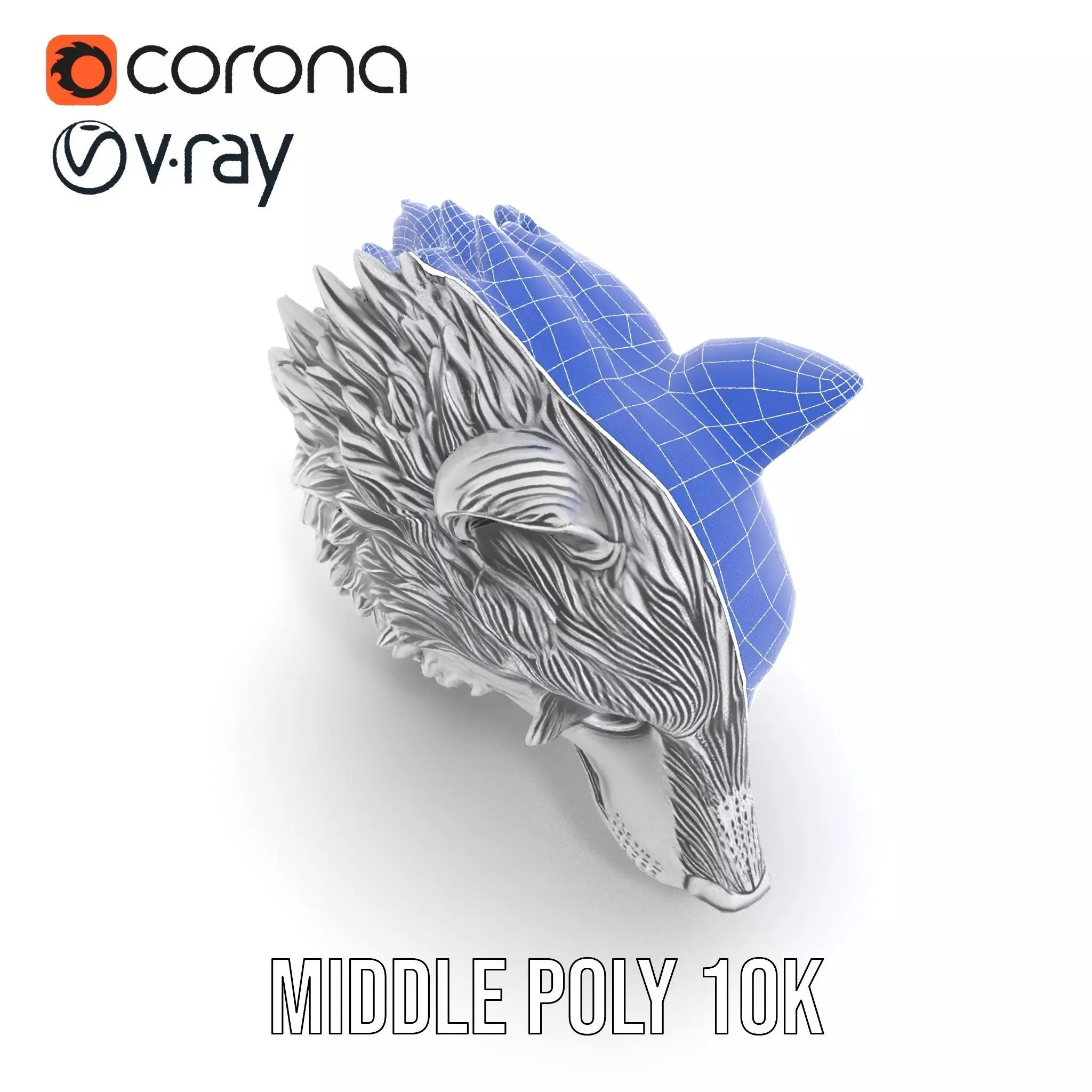 Silver Wolf Head model pack Low-poly 3D model_28