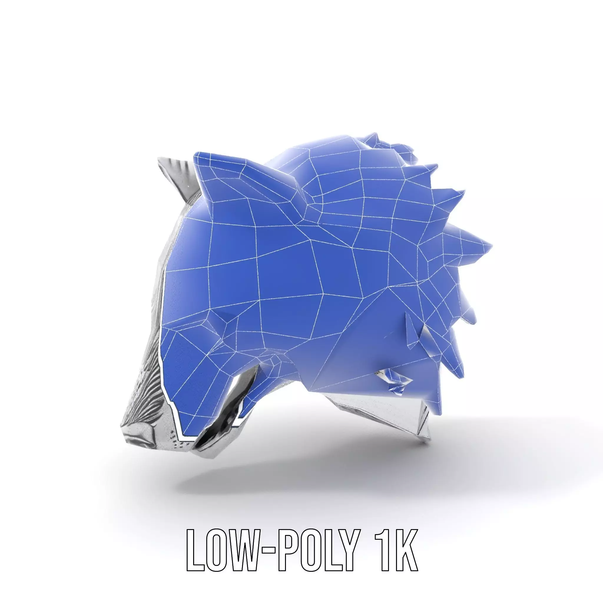 Silver Wolf Head model pack Low-poly 3D model_11