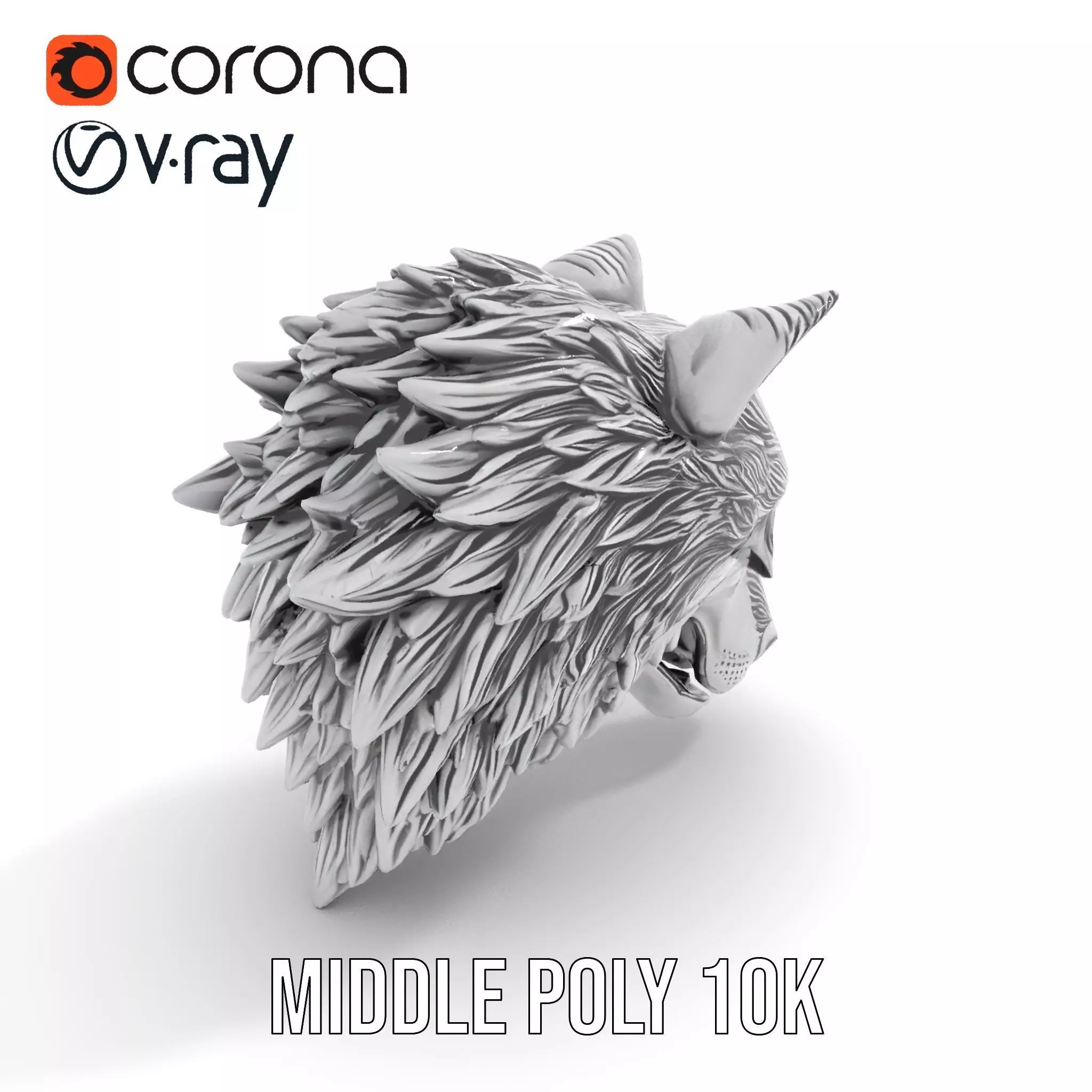 Silver Wolf Head model pack Low-poly 3D model_22