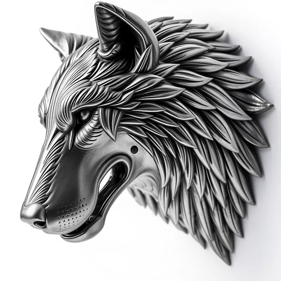 Silver Wolf Head model pack Low-poly 3D model_3