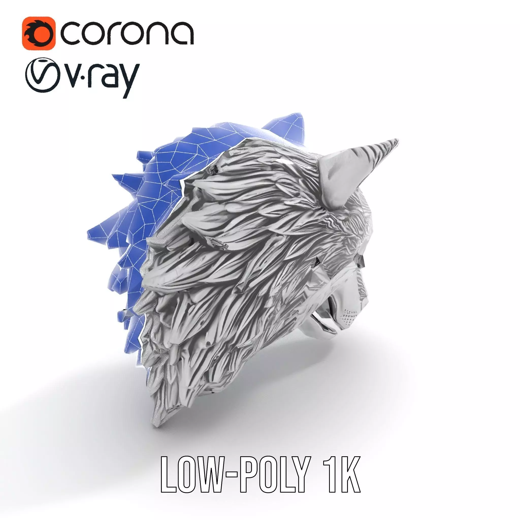 Silver Wolf Head model pack Low-poly 3D model_9
